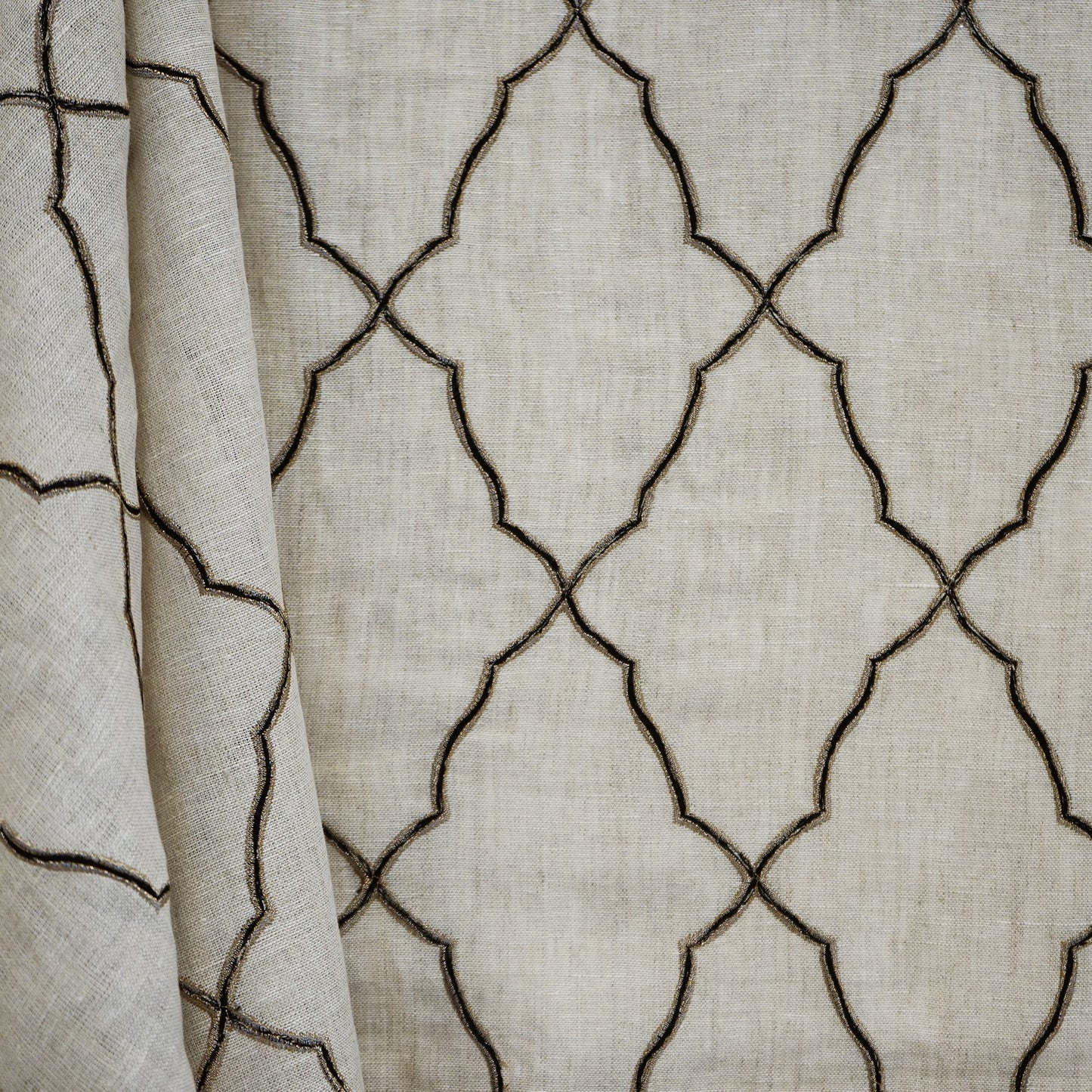 JF Fabrics JF Studio ARPEL 97 Fabric Transitional,Diamond,Metallic Black,Creme,Beige,Grey,Silver,Taupe Embroidery,Linen,Texture - 5084997 SJ101