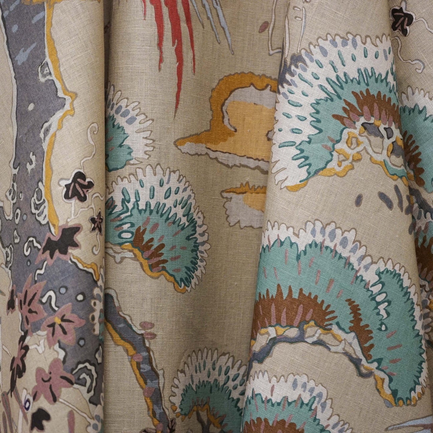 JF Fabrics JF Studio ATRIUM 16 Fabric Toile, Traditional, Novelty, Animal Tan, Gold Linen, Print - 9004916 SJ102