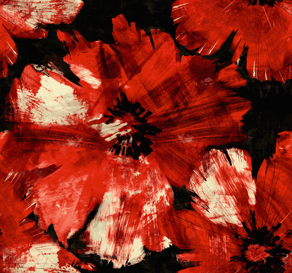 Seabrook Designs Avant Garde Curie Abstract Floral Floral Transitional Red Metallic - AV50001