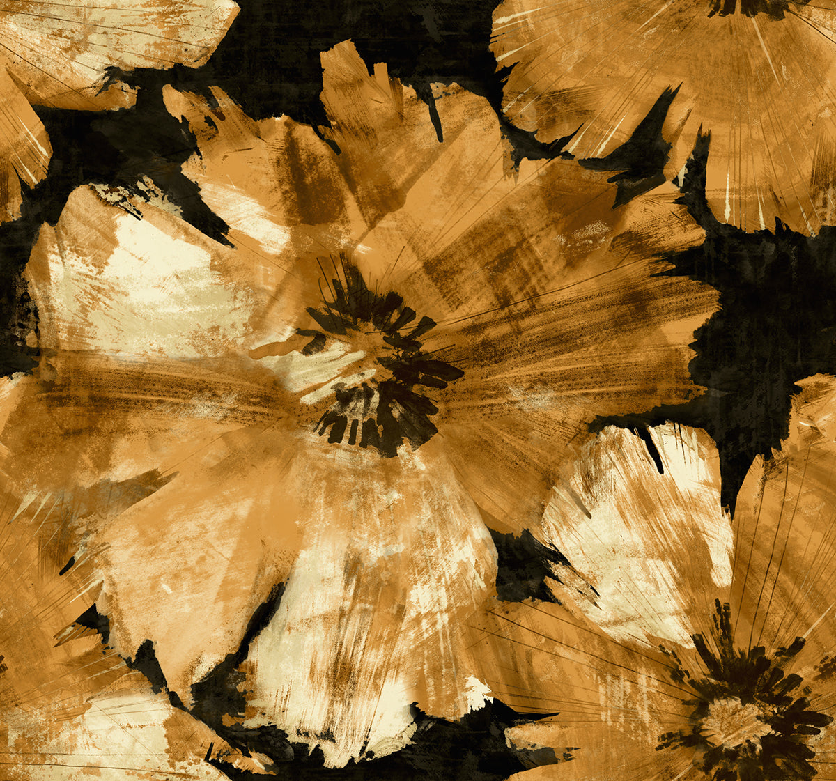 Seabrook Designs Avant Garde Curie Abstract Floral Floral Transitional Gold Metallic - AV50005
