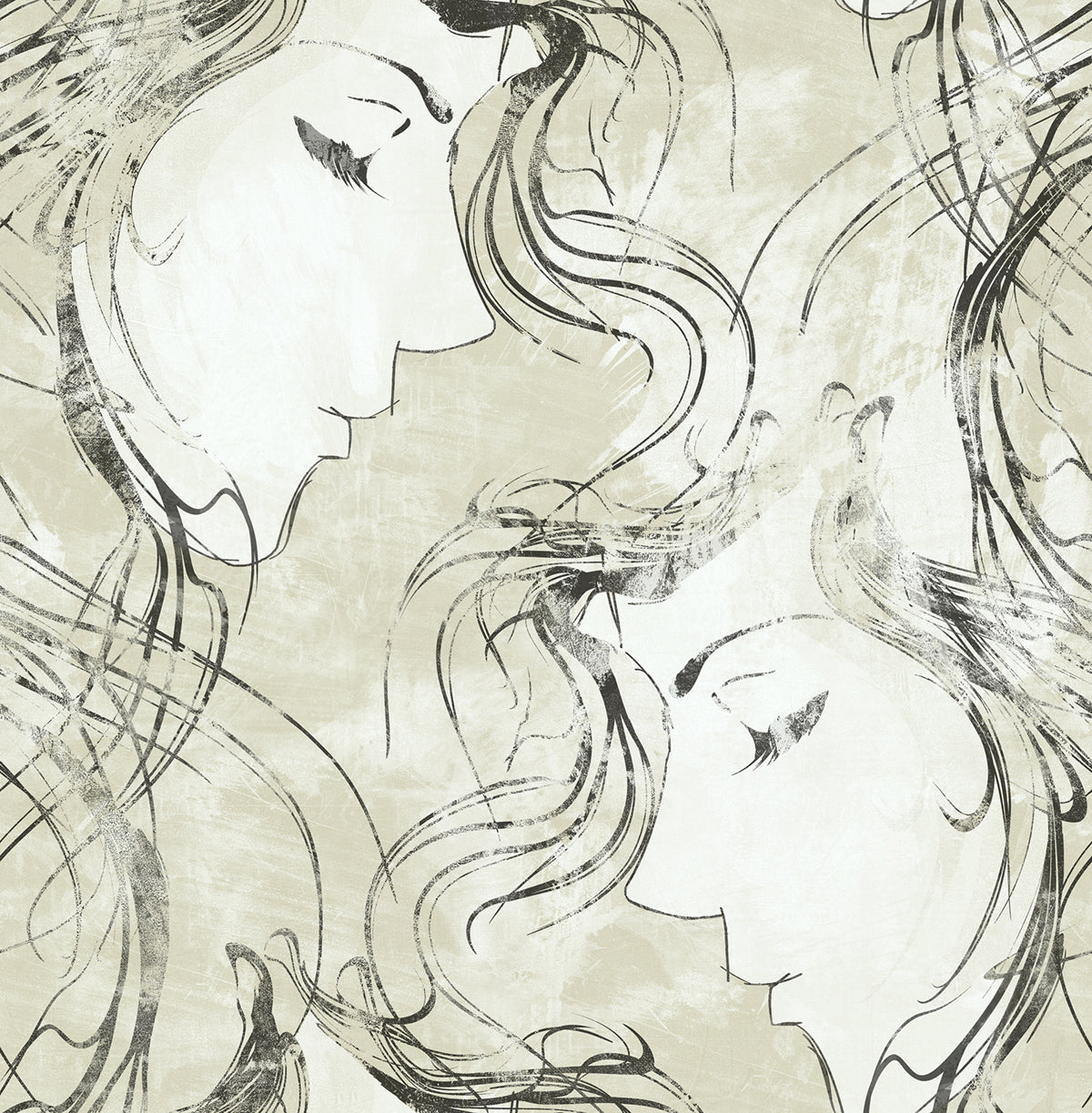 Seabrook Designs Avant Garde Chadwick Portrait Abstract Transitional Beige Metallic - AV50100