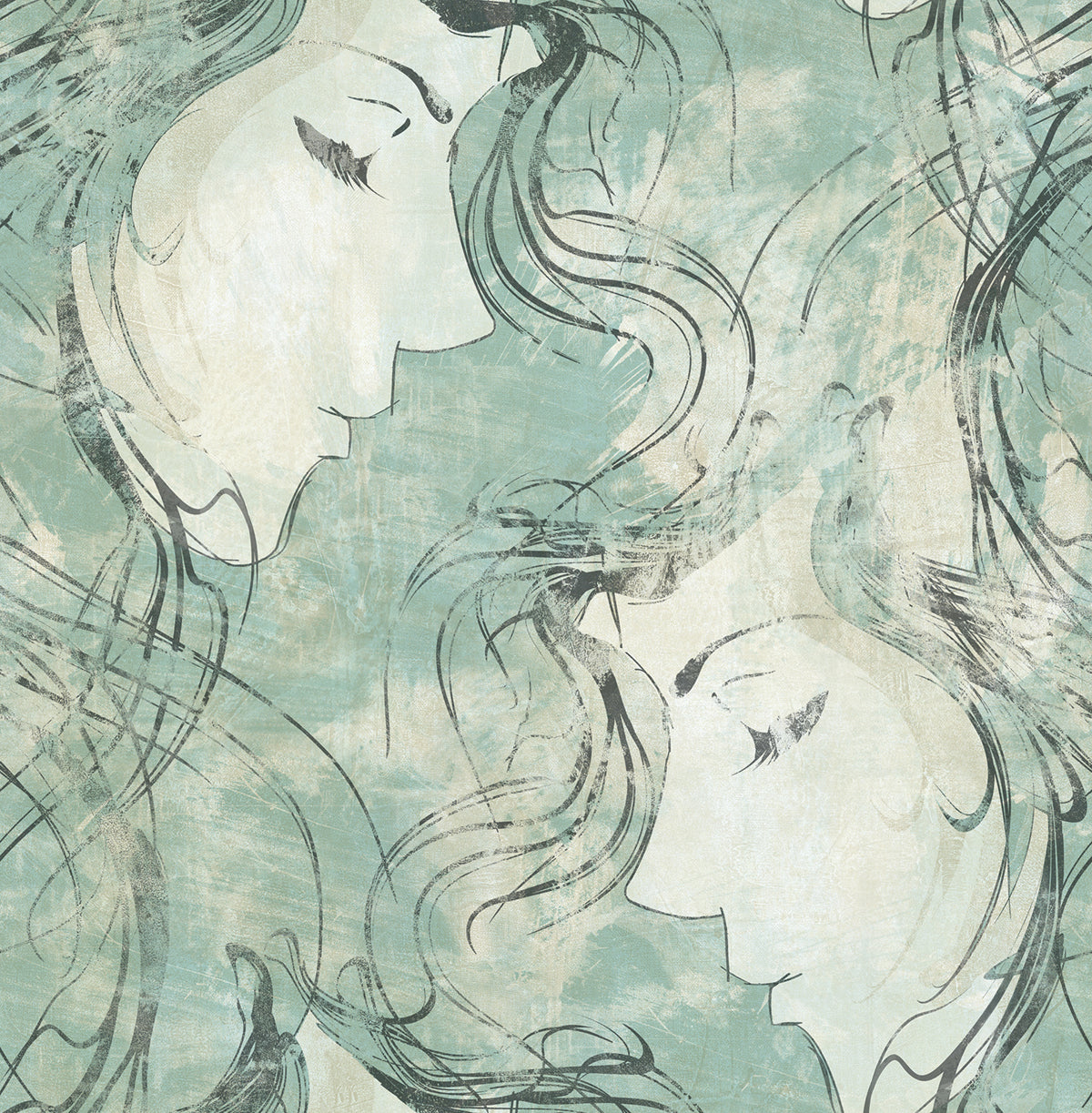 Seabrook Designs Avant Garde Chadwick Portrait Abstract Transitional Blue Metallic - AV50102