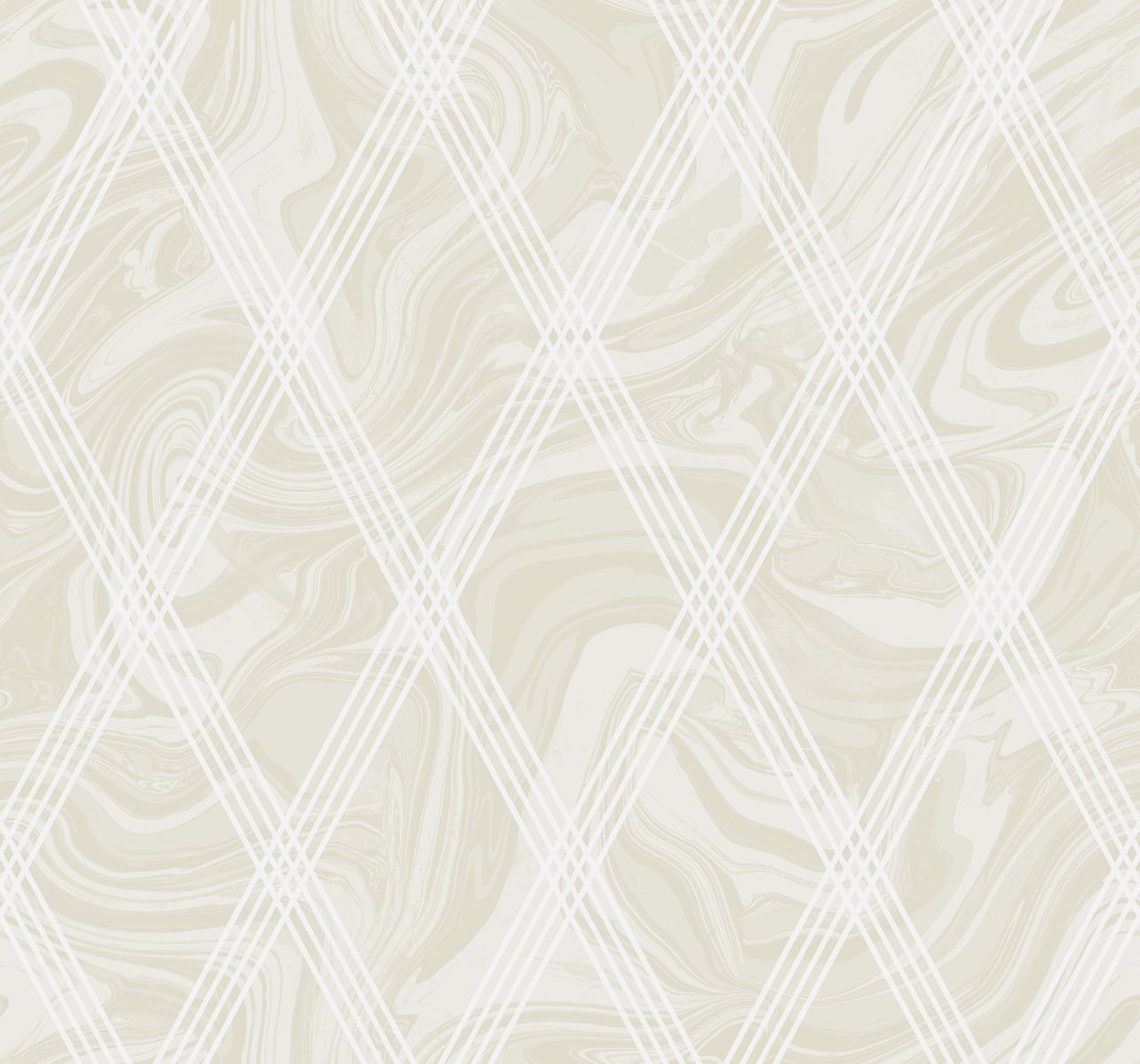 Seabrook Designs Marble Diamond Geometric Geometric Modern Metallic Gold , White - AW70905