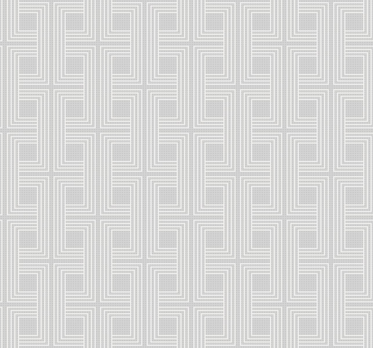 Gray geometric lattice pattern with interlocking right-angle lines; modern wallpaper.