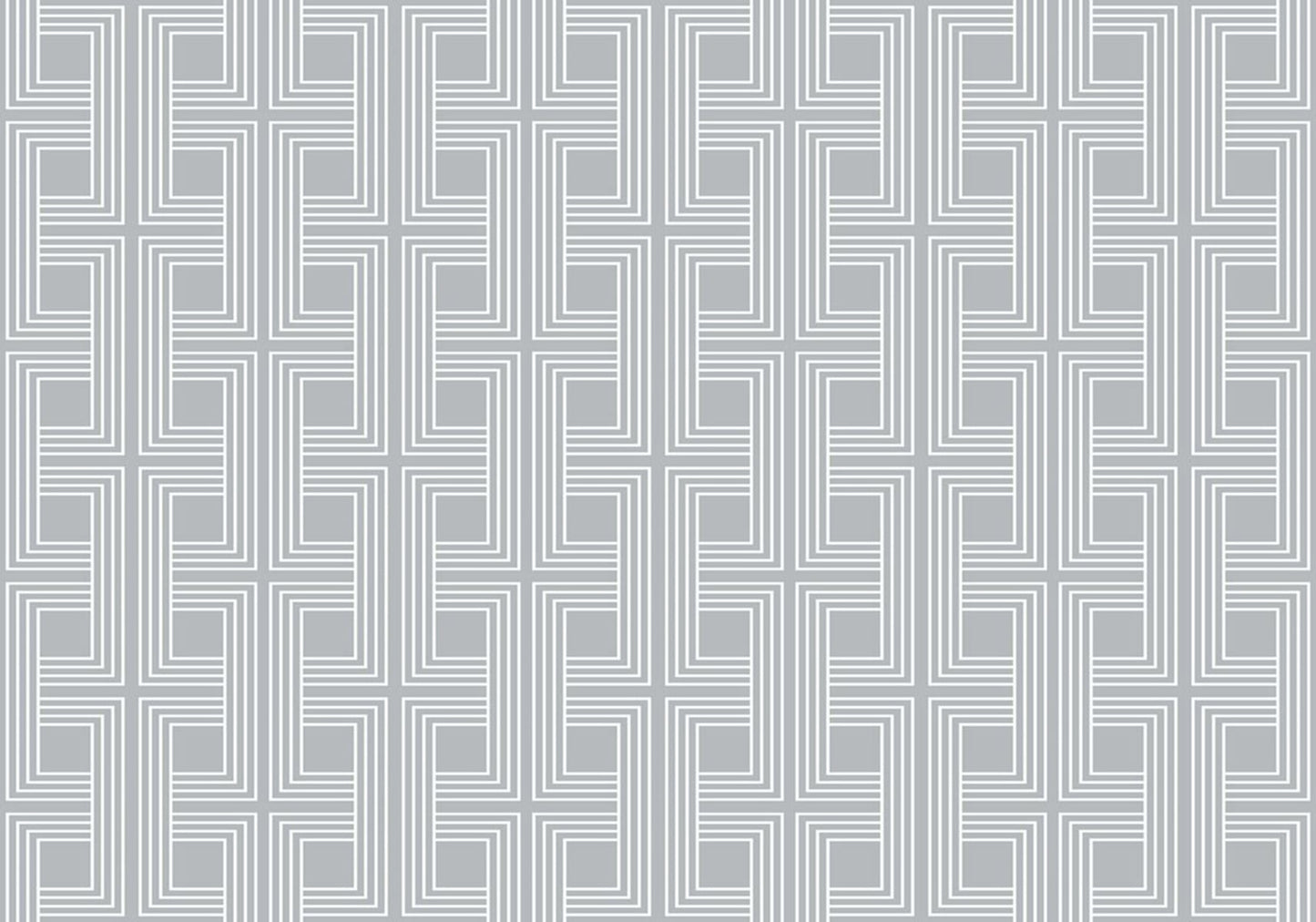 Off-white and metallic-silver interlocking square geometric cork wallcovering.