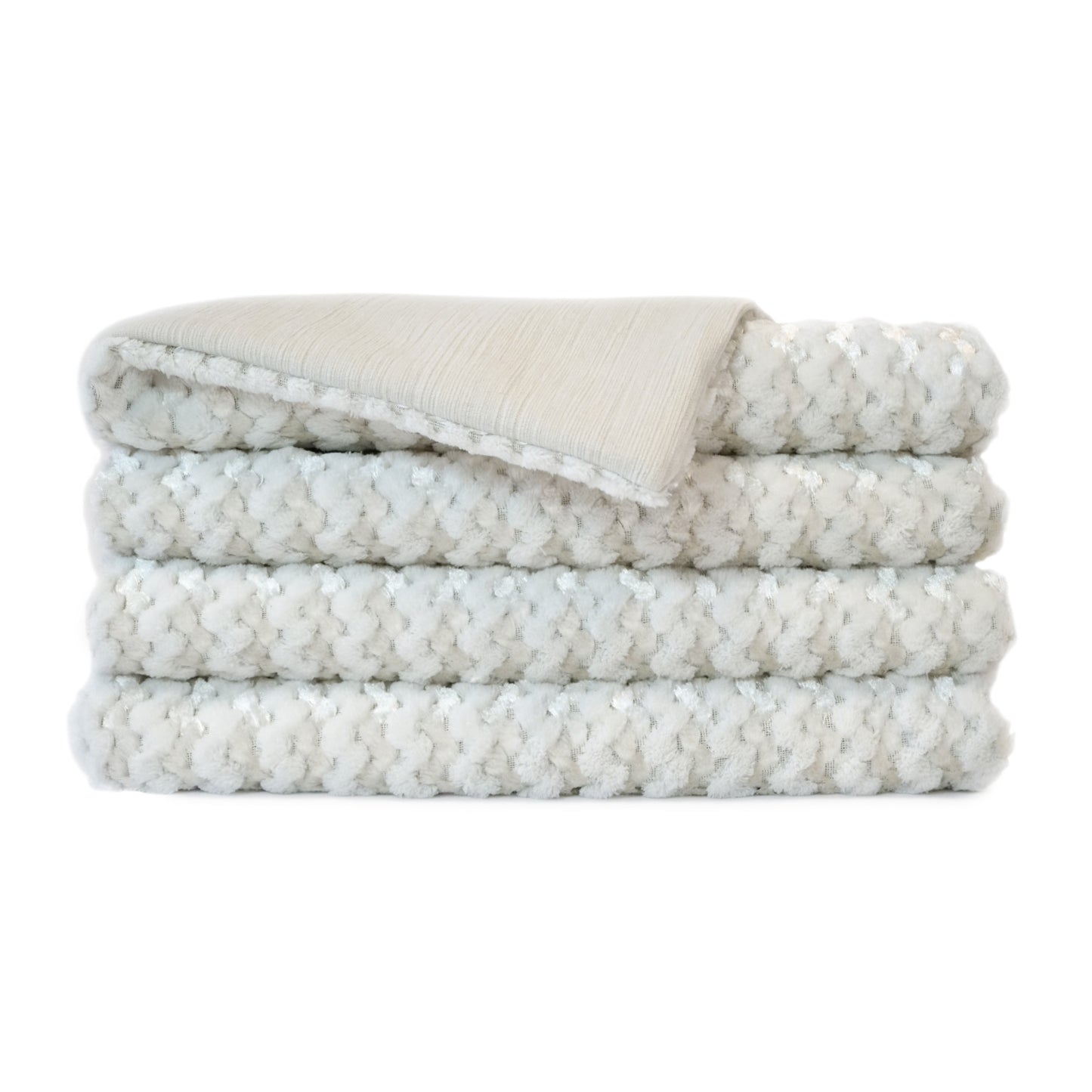 D.V. KAP HOME 52" x 62" Gene (Cord) Throw - Ivory Faux Fur - B-1045-I-CORD