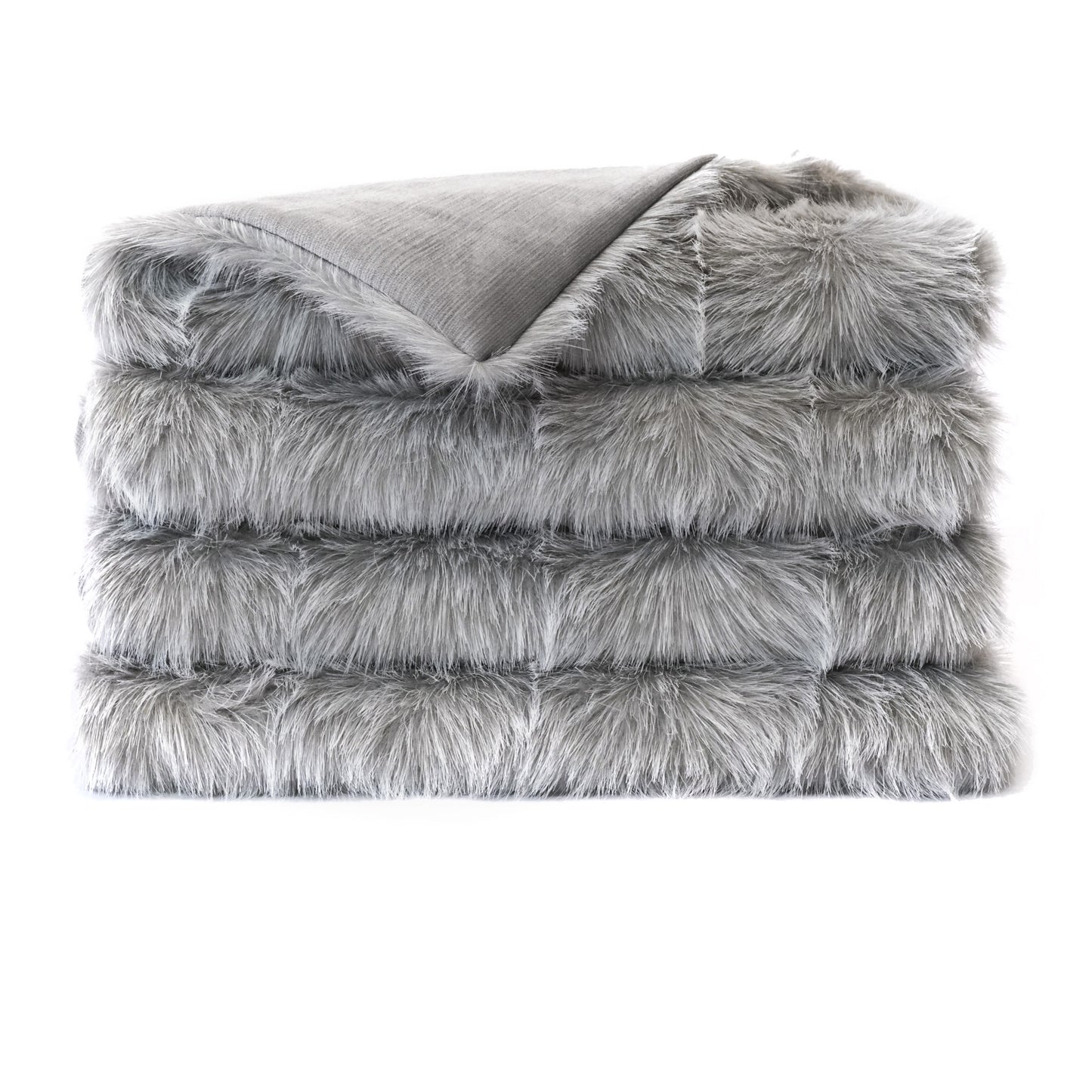 D.V. KAP HOME 52" x 62" Ermelo (Cord) Throw - Dove Faux Fur, Solid - B-1046-D-CORD