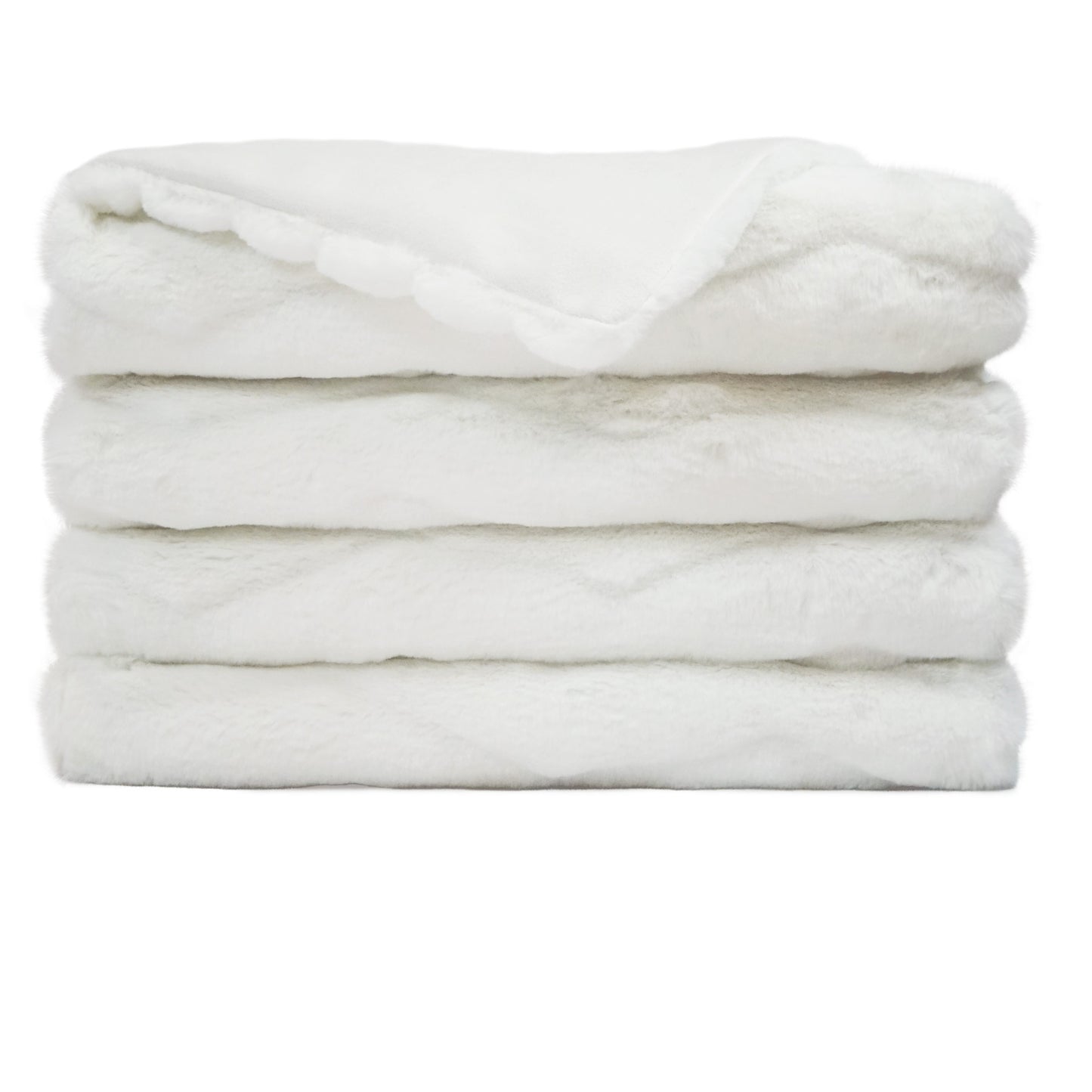 D.V. KAP HOME 52" x 62" Lush Chevron (Cord) Throw - Snow Faux Fur, Chevron, Solid - B-1051-S-CORD