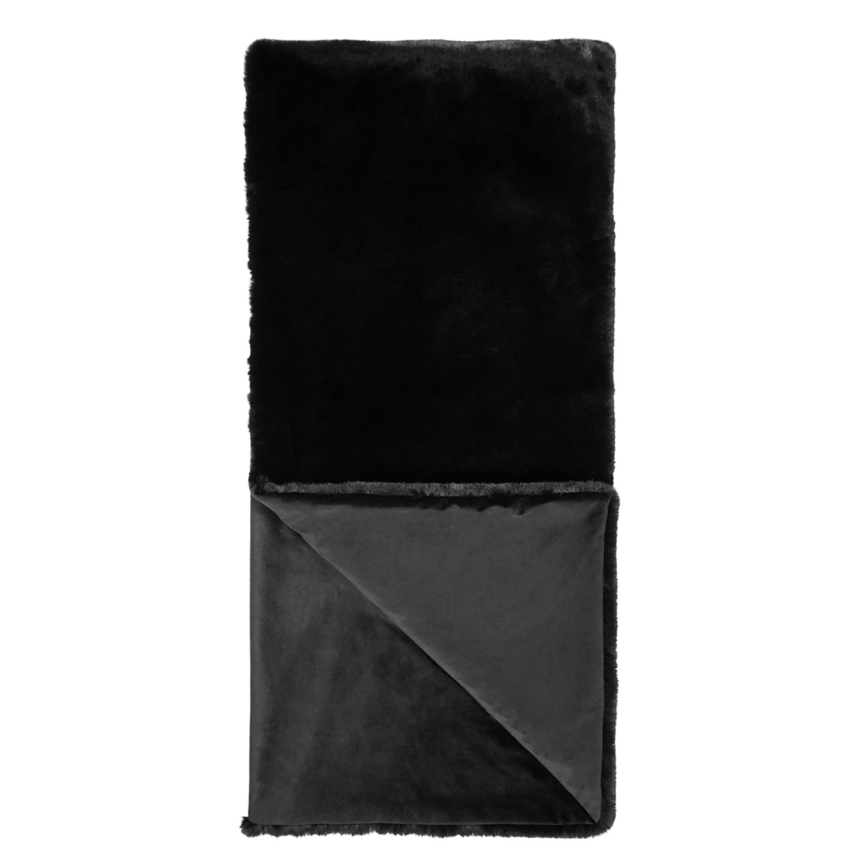 D.V. KAP HOME 52" x 62" Arlo Throw - Black Faux Fur, Solid - B-1052-B