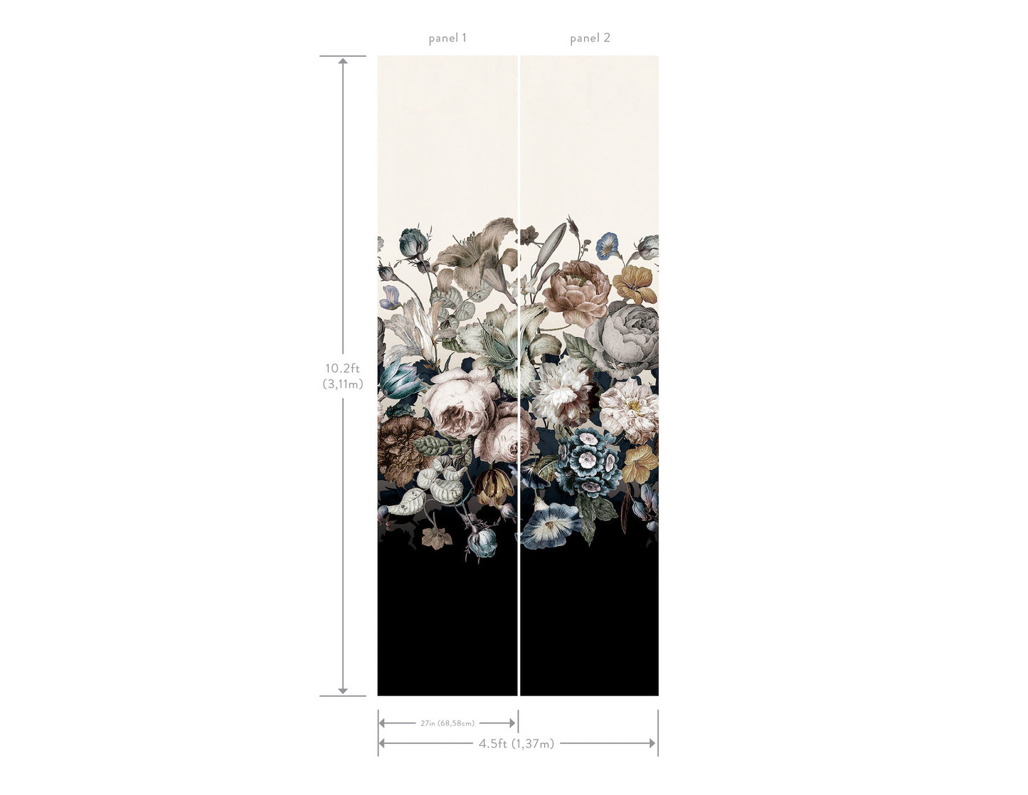 York Wallcoverings Grasscloth and Natural Resource Rachel Rose White Wall Mural Florals and Flowers Whites and Off-Whites Wallpaper - BL1822M