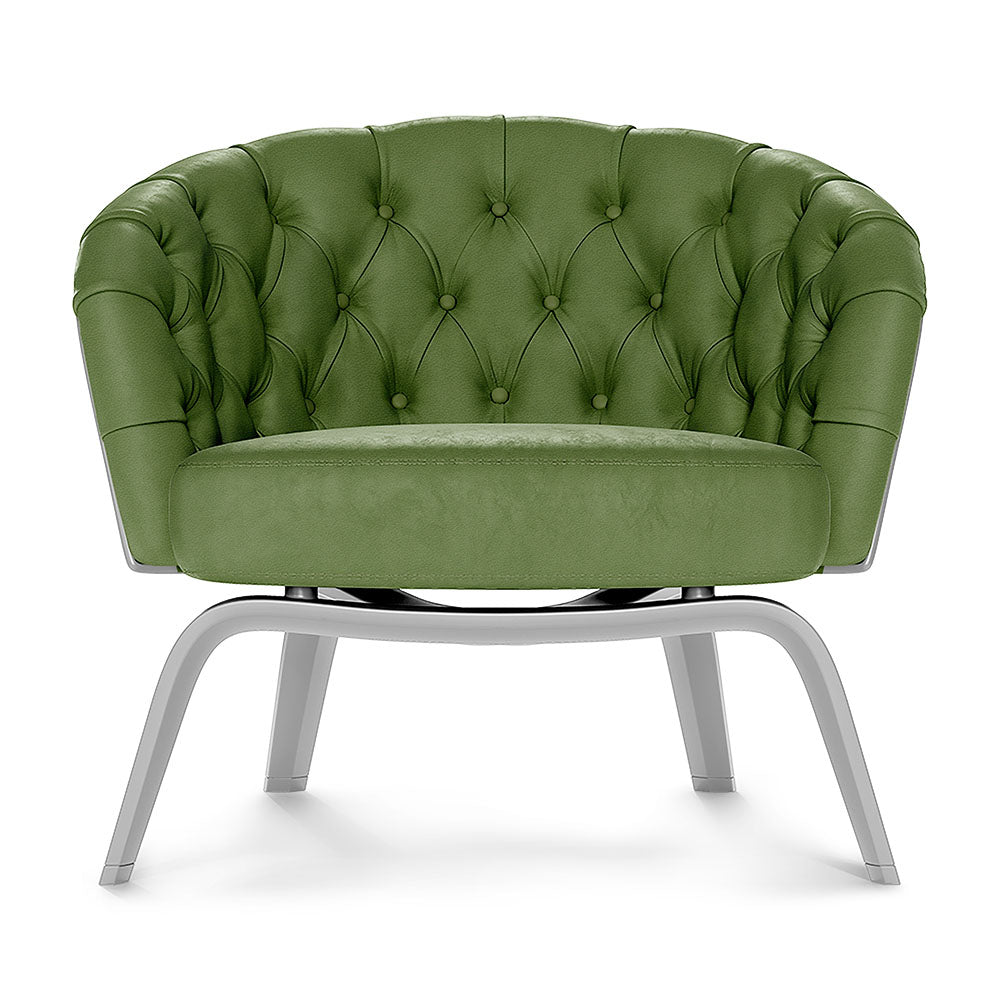 Green solid textured fabric chair.