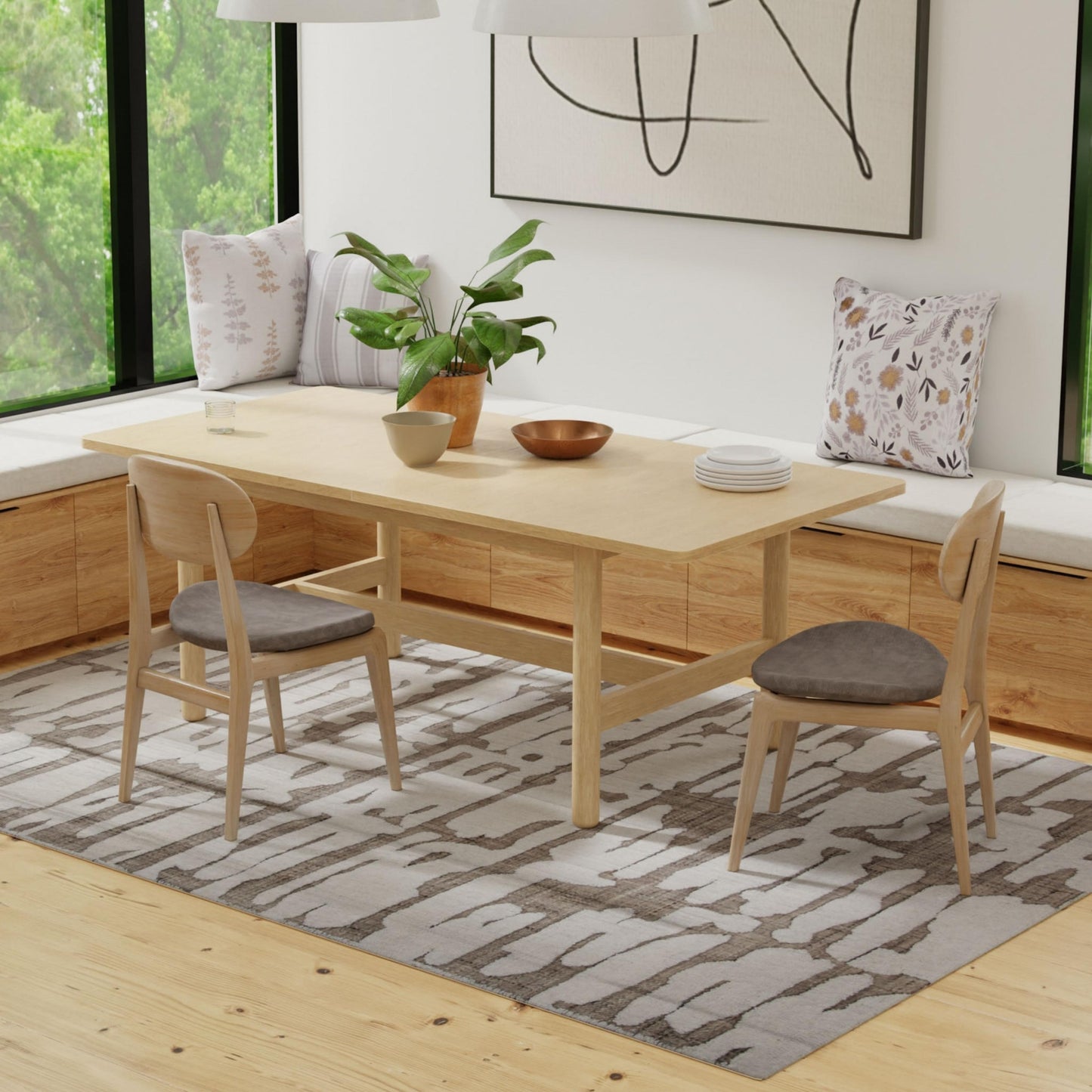 Rectangular area rug, 5' x 8'.