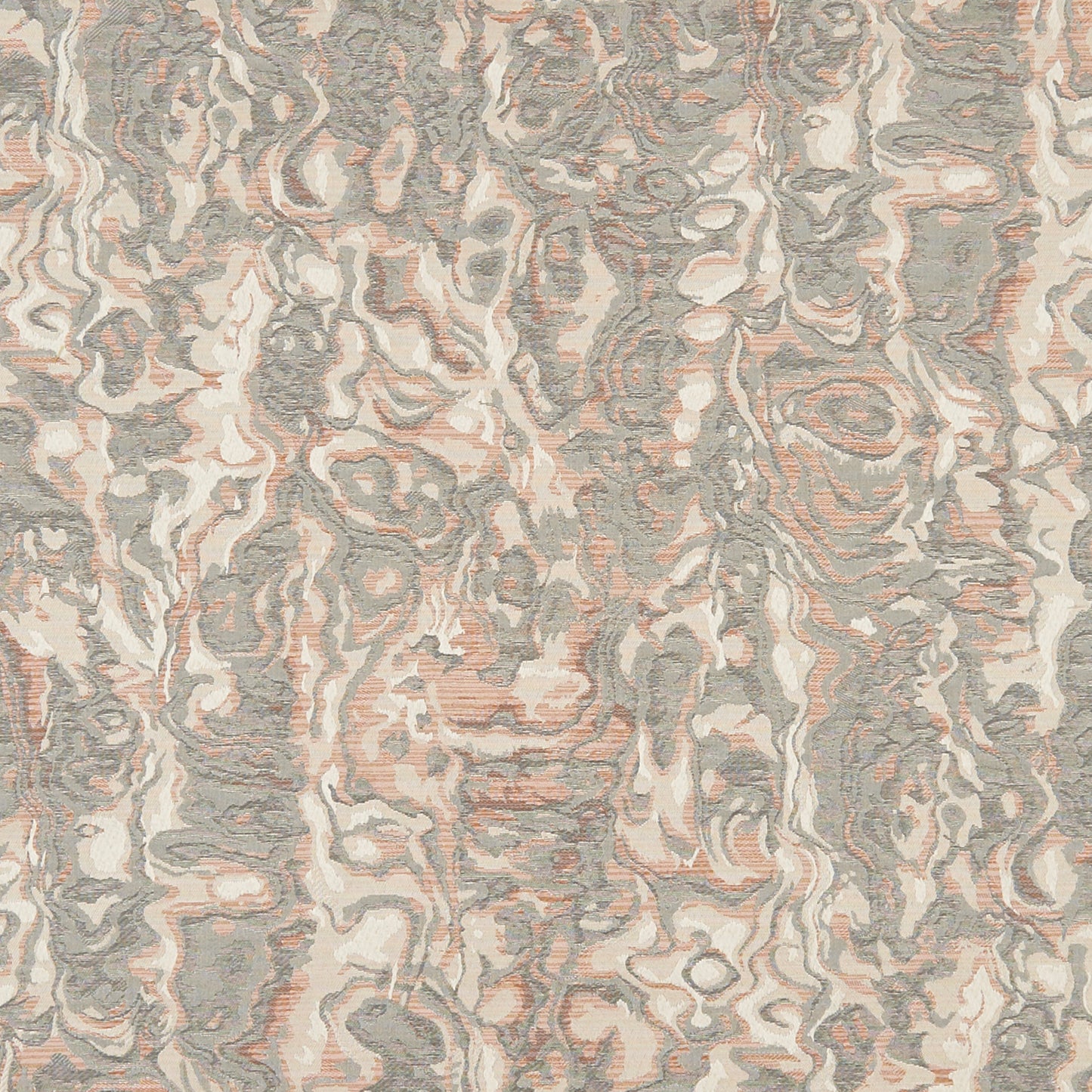 Pink jacquard textile with a marbled, abstract pattern; versatile upholstery and drapery fabric.