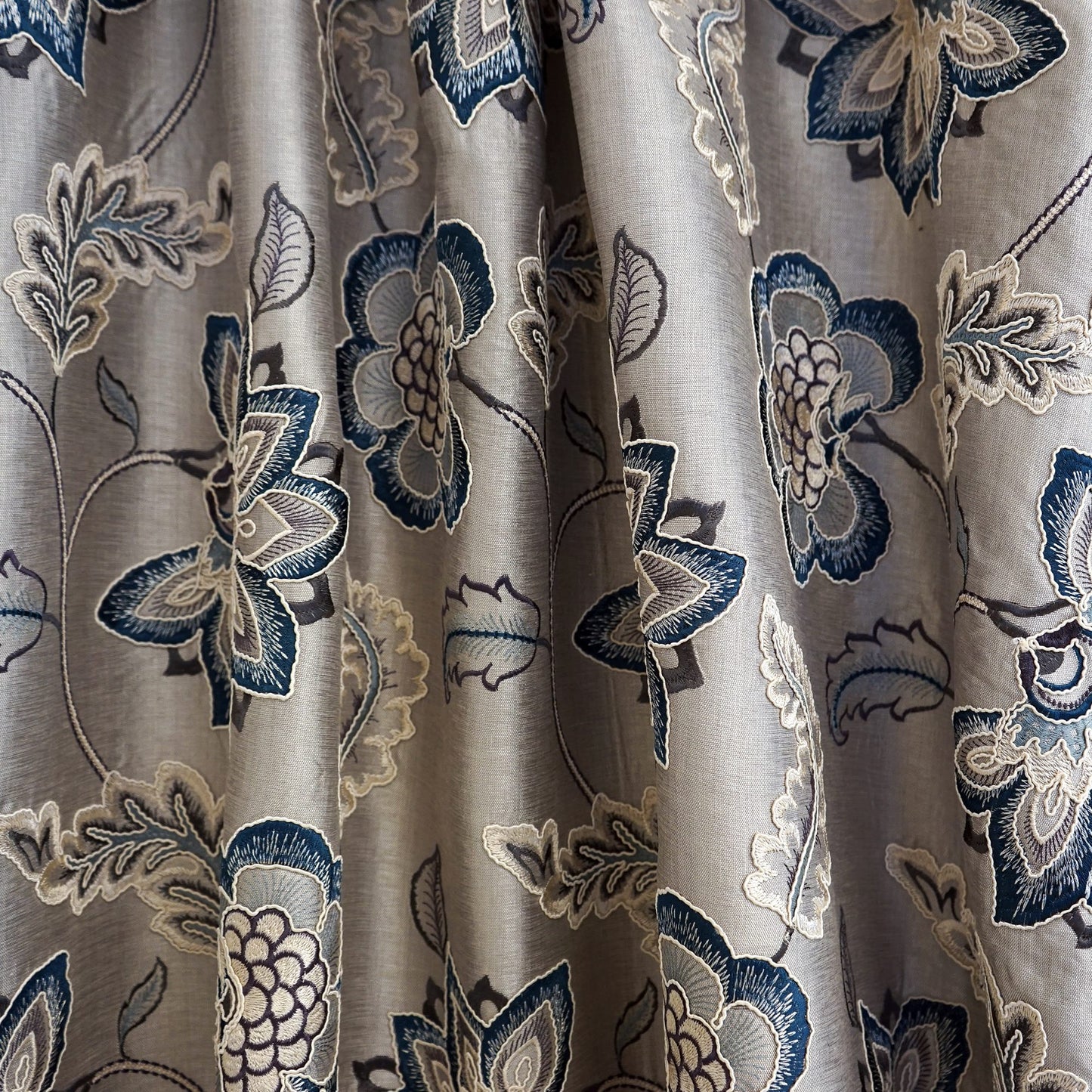 JF Fabrics JF Studio CARLISLE 68 Fabric Traditional,Transitional,Contemporary,Floral Blue Embroidery,Silk,Texture - 6000168 SJ101