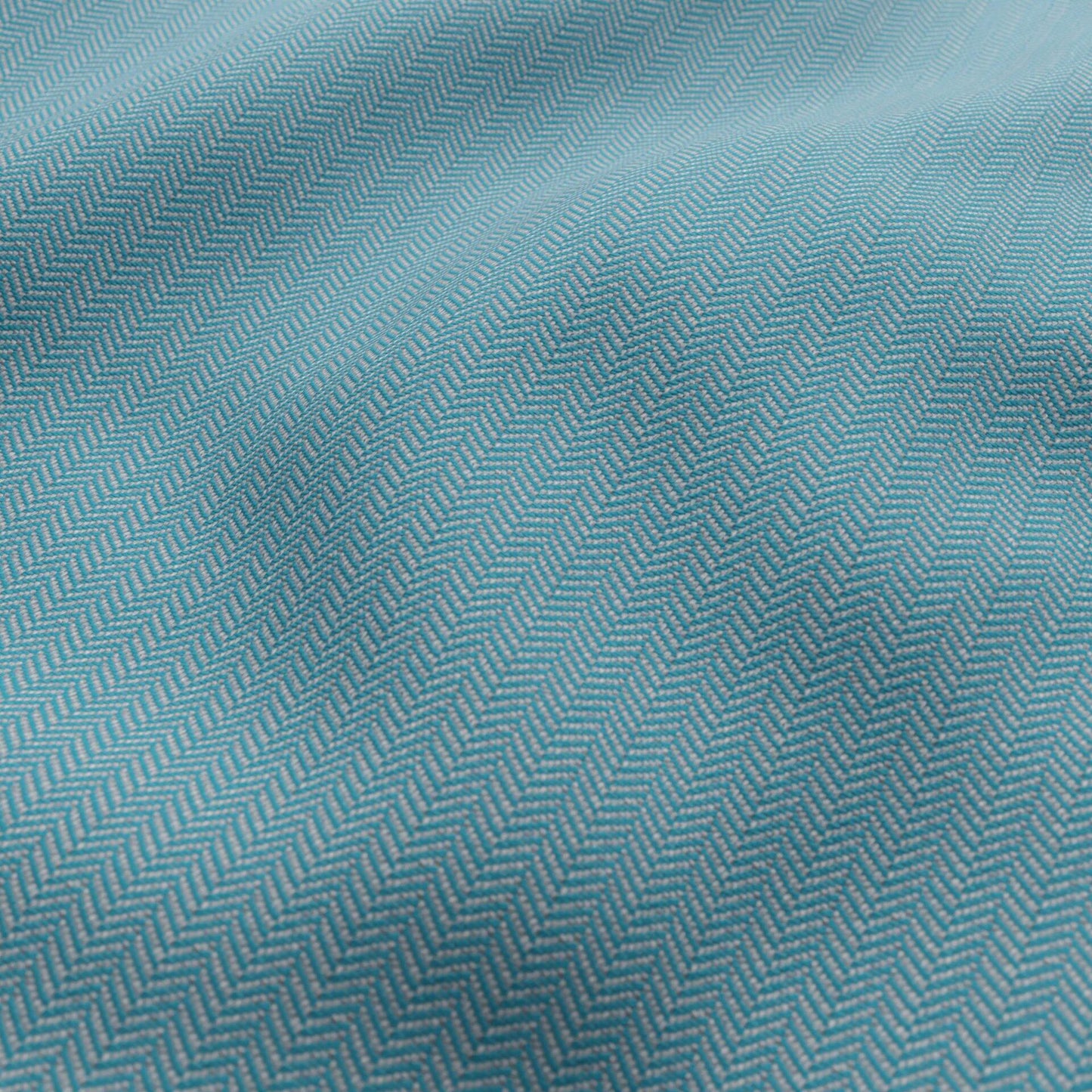 JF Fabrics FibreGuard Outdoor CHARTER 64 Fabric Chevron, Mini Blue, Aqua, White Jacquard, Outdoor - 9735664 J9551
