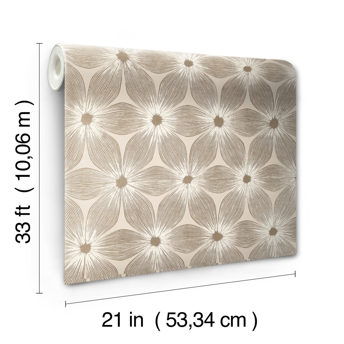 York Wallcoverings Candice Olson Modern Artisan II Everlasting Beige and Gold Wallpaper Florals and Flowers Neutrals - CI2304