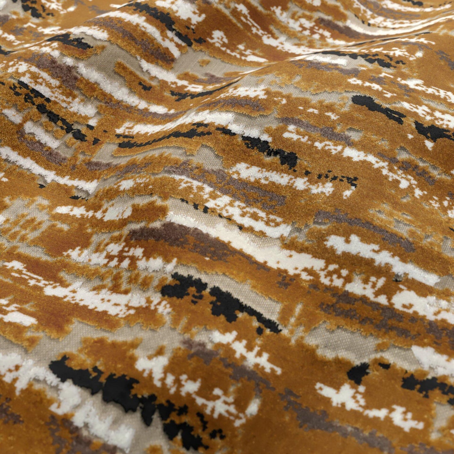 JF Fabrics CLUB 17 Fabric Texture, Abstract Gold, White, Black, Grey, Beige Velvet - 9751517 J9541