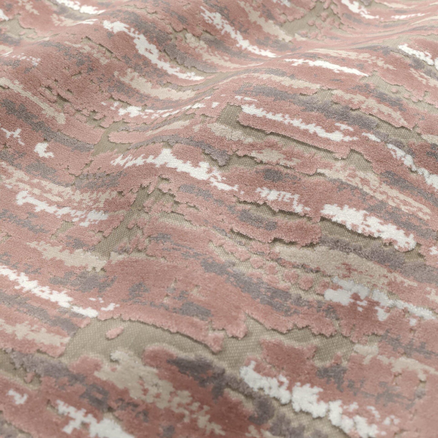 JF Fabrics CLUB 42 Fabric Texture, Abstract Soft Pink, White, Light Grey, Beige Velvet - 9751542 J9541