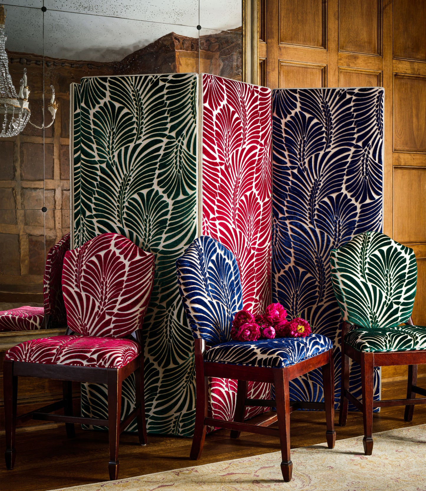 SCALAMANDRE PLUMES SILK VELVET FABRIC VIRIDIAN - CN 00011523 NEW SKU # CN15230001