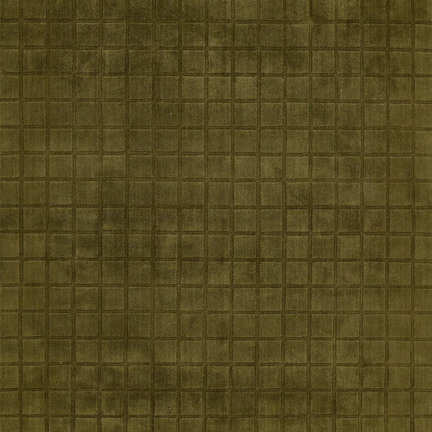 Olive-green grid-embossed textured surface with square pattern.