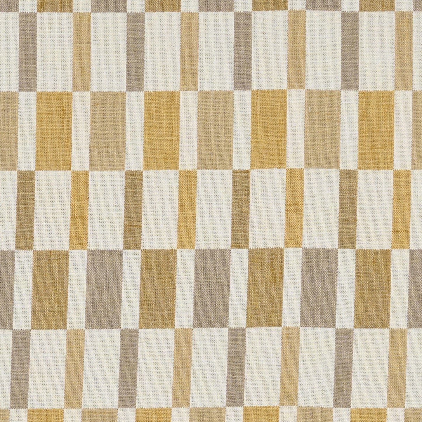 JF Fabrics CORALINE 19 Fabric Check, Plaid Yellow, Brown, Cream Jacquard - 9286319 J9391