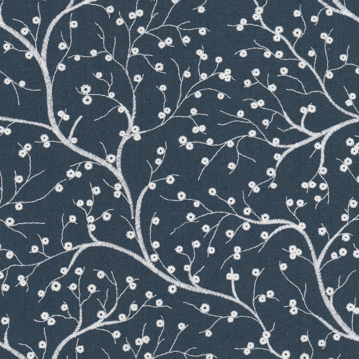 STOUT TEXTILES MULTIPURPOSE,EMBROIDERIES TRADITIONAL, FLORAL INDIGO,INK - CRUM-2