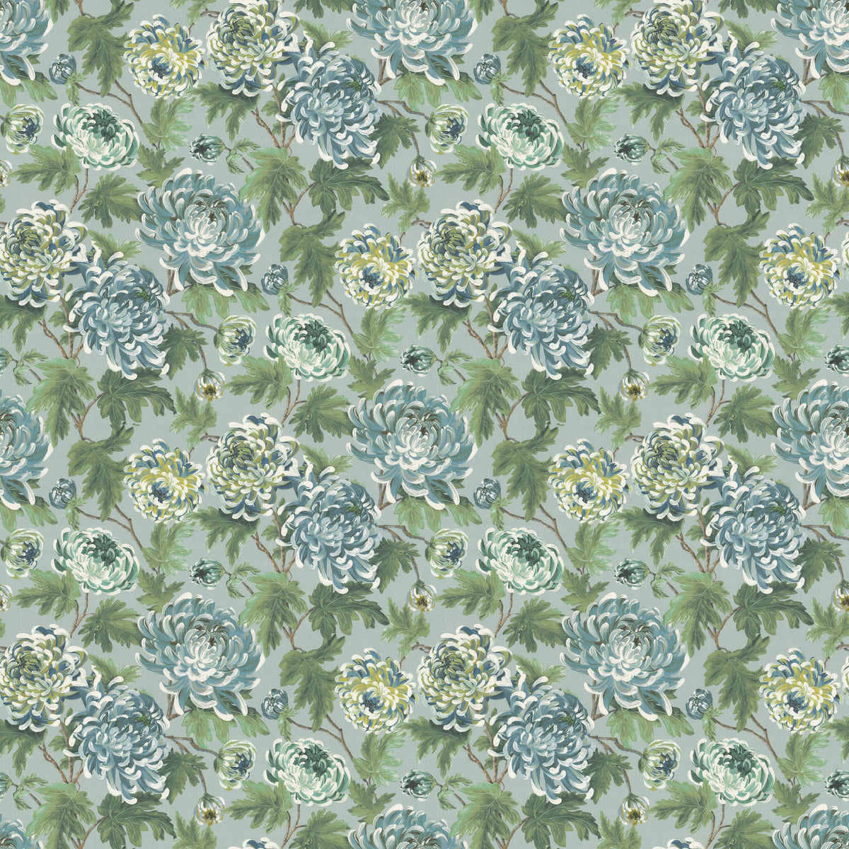 STOUT TEXTILES MULTIPURPOSE,PRINT TRANSITIONAL,, FLORAL AQUA - CYPR-1