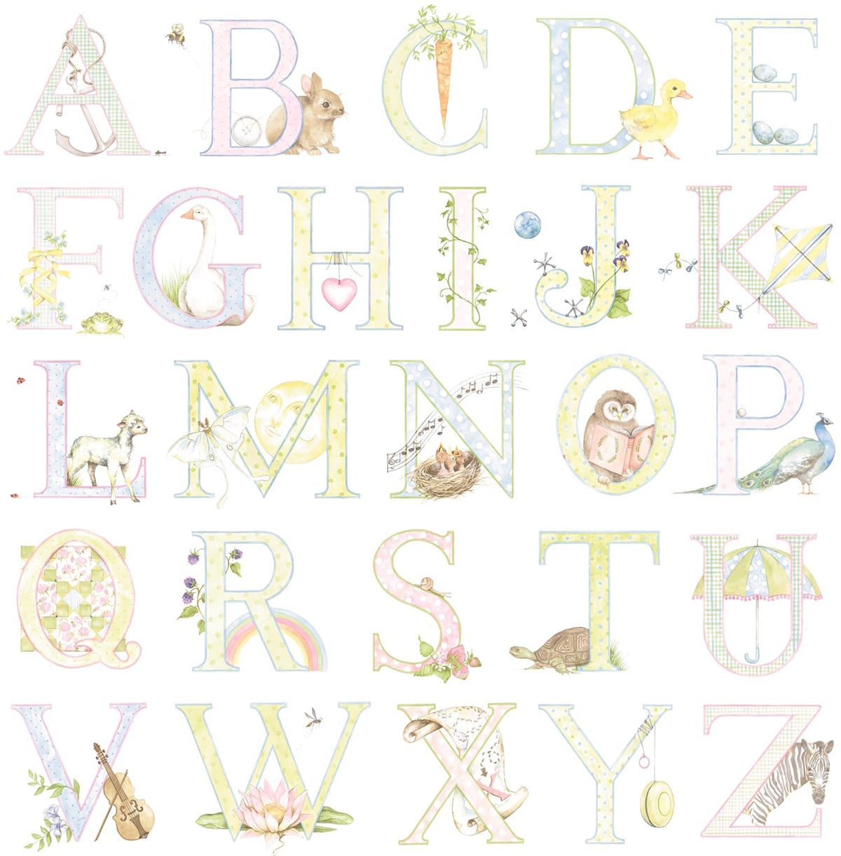 Seabrook Designs Alphabet Kids & Nursery Contemporary Pastel - DA62001