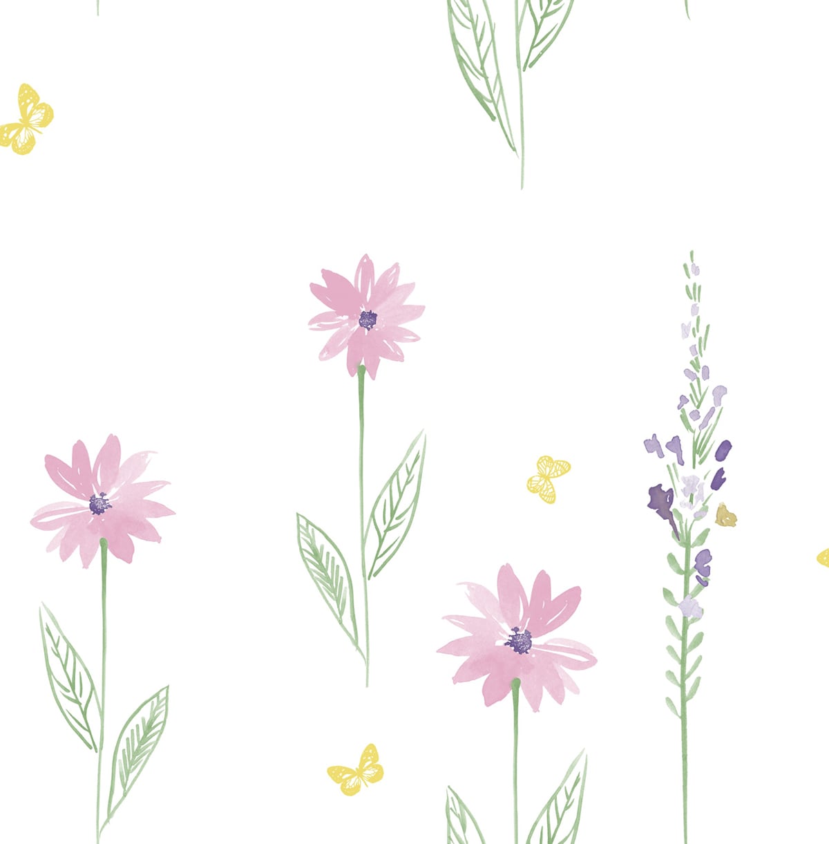 Seabrook Designs Daisy Field Kids & Nursery Contemporary Pink , Green - DA62601