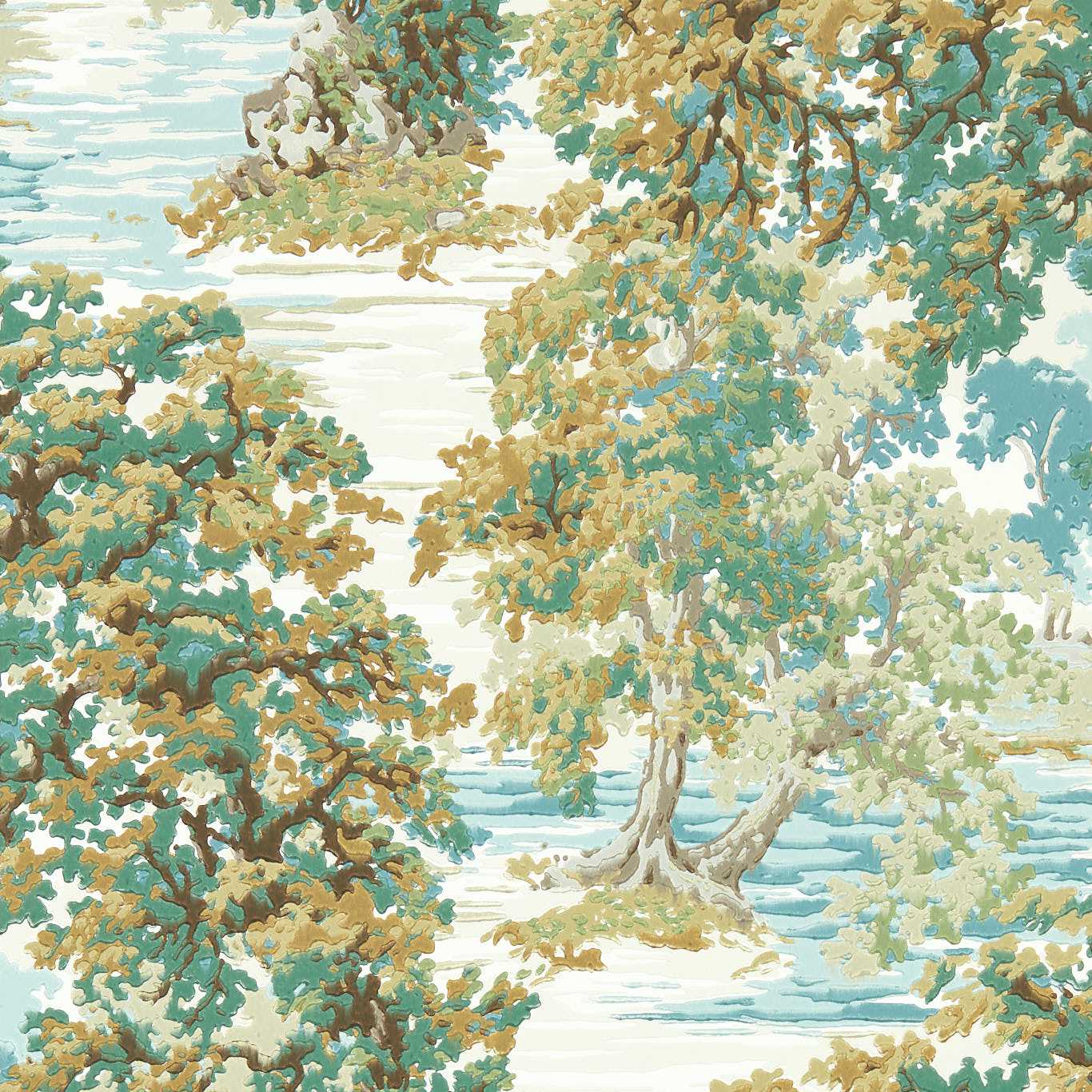 SANDERSON Ancient Canopy Wallpaper Leaves , Trees Moss Surface- Printed Wallpaper - DABW217221