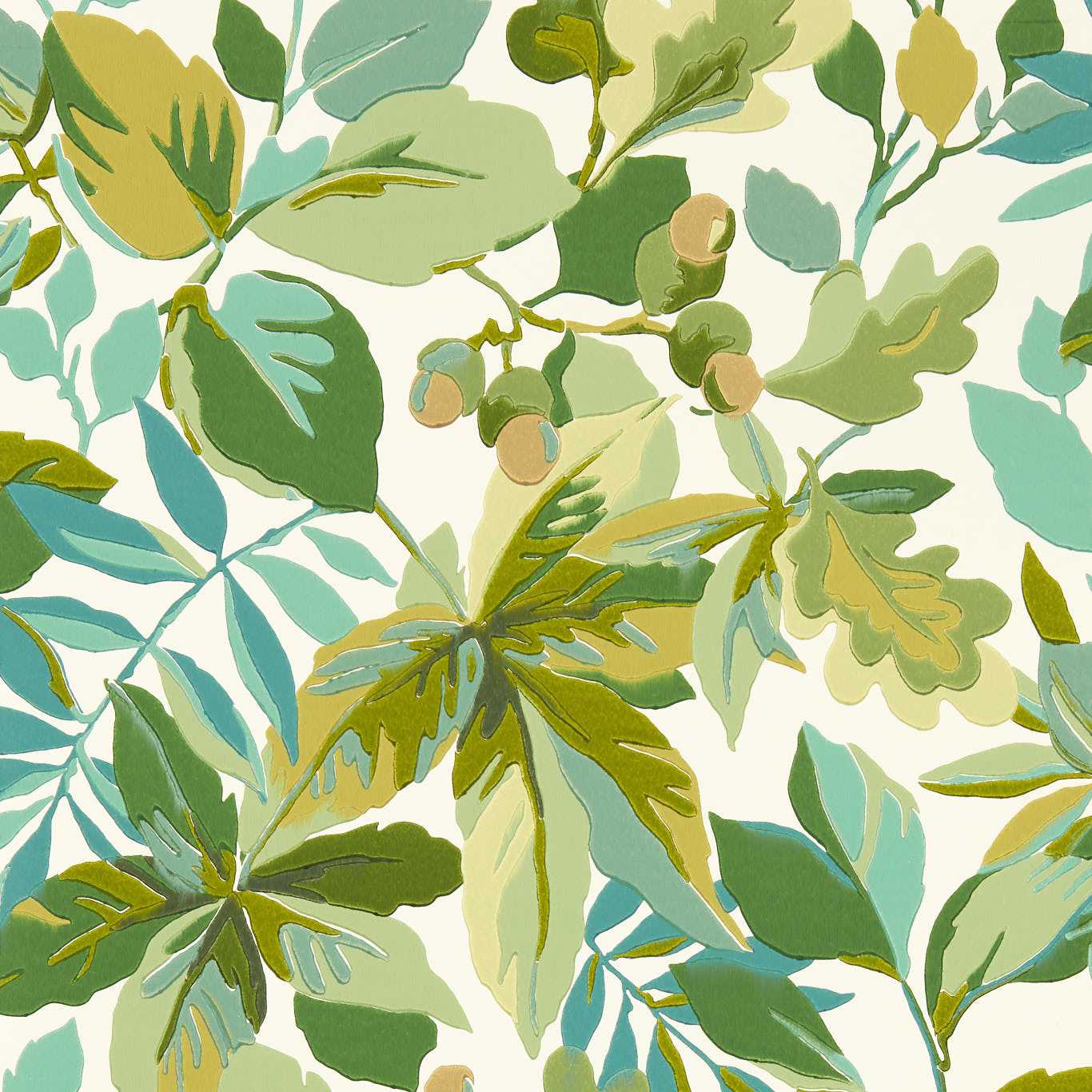 SANDERSON Robin?s Wood Wallpaper Leaves , Trees Botanical Green Surface- Printed Wallpaper - DABW217223