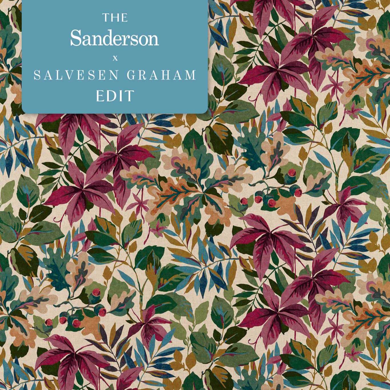 SANDERSON Robin?s Wood Fabric Leaves , Trees Mulberry - DARF227057