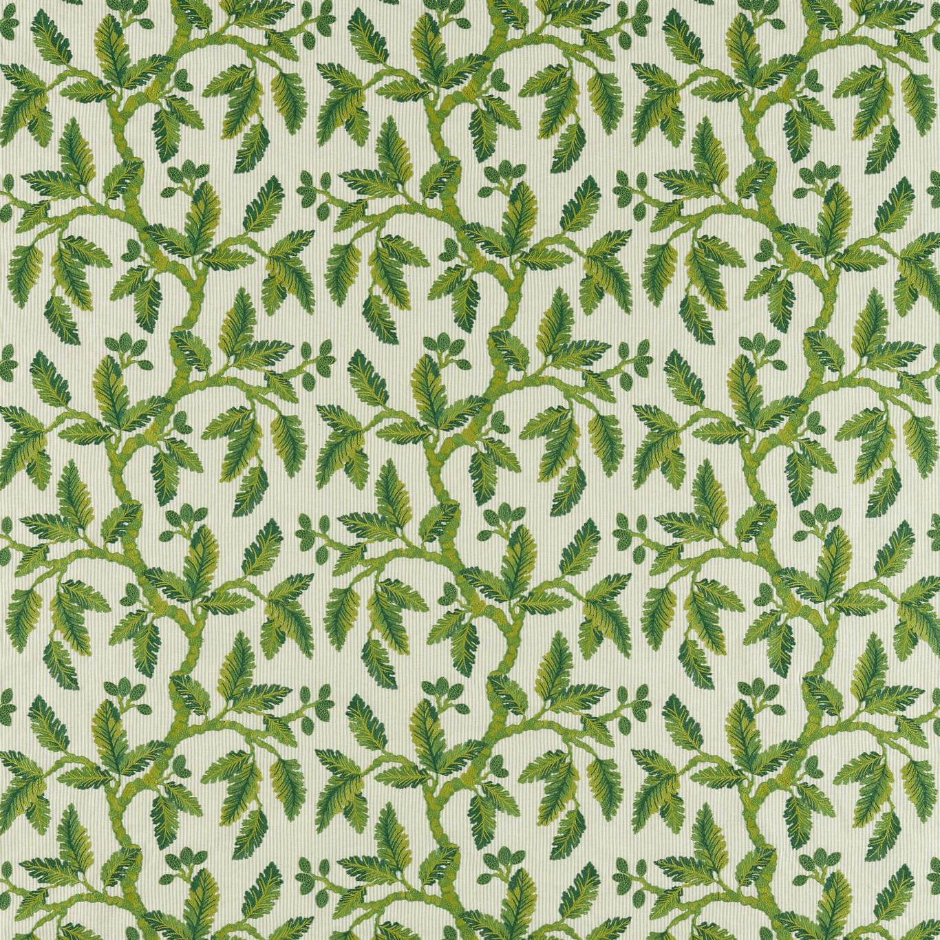 SANDERSON Oaknut Stripe Fabric Leaves , Trees Botanical Green - DARF237321