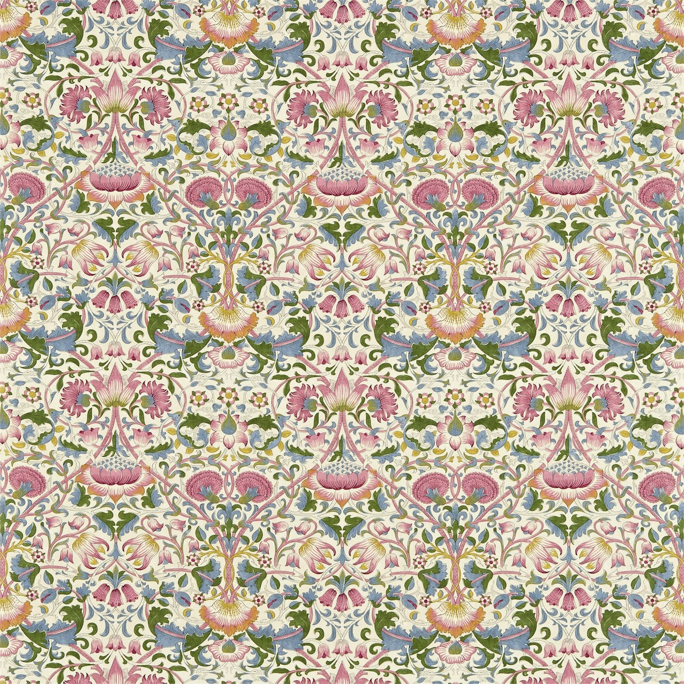 MORRIS & CO Lodden Fabric Damasks Blush,Woad - DARP222525