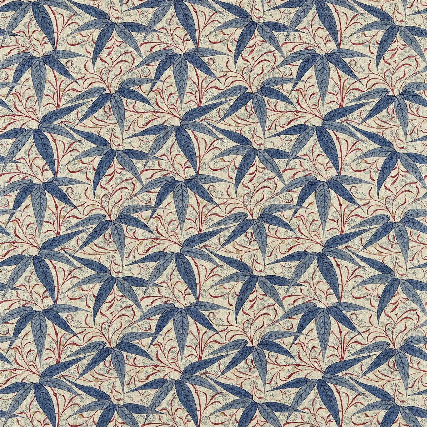 MORRIS & CO Bamboo Fabric Leaves , Trees Indigo,Woad - DARP222528