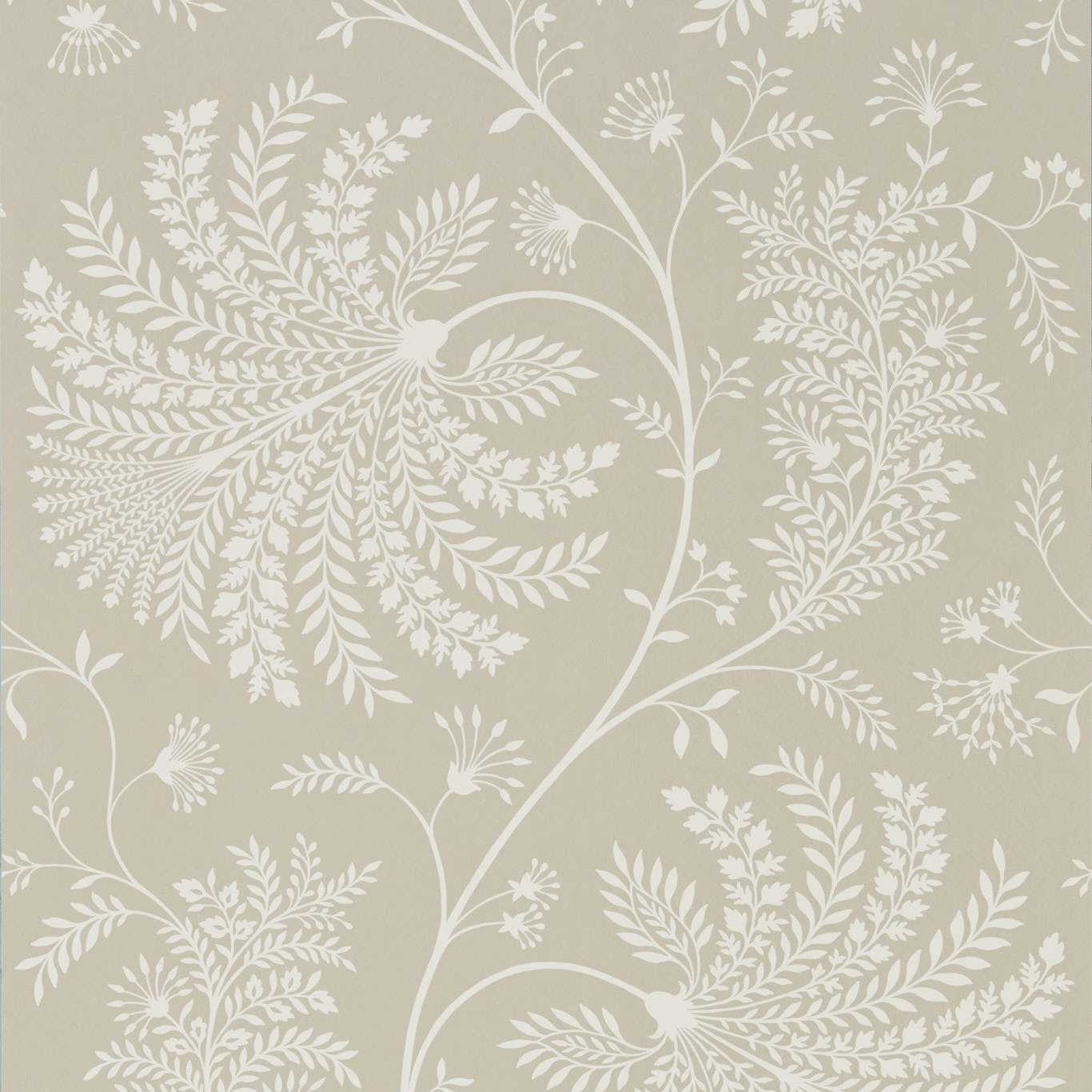 SANDERSON Mapperton Wallpaper Leaves , Trees Linen,Cream Rotary Printed Wallpaper - DART216342