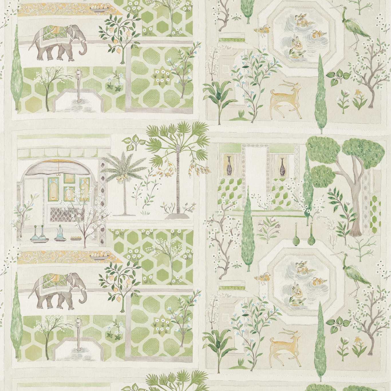 SANDERSON Sultans Garden Fabric Animals Garden Green - DART226311