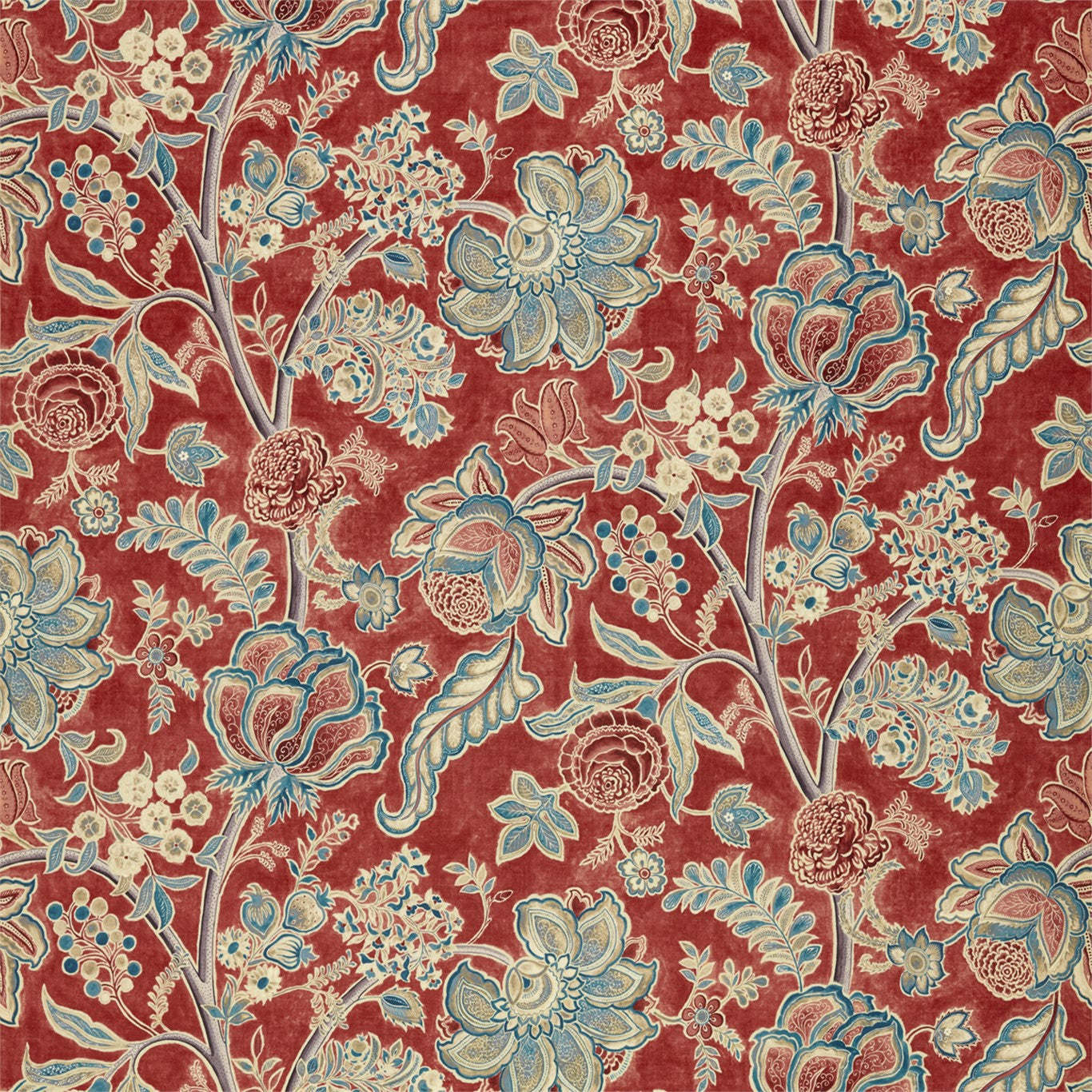 SANDERSON Shalimar Fabric Classic Floral Ruby,Teal - DART226320