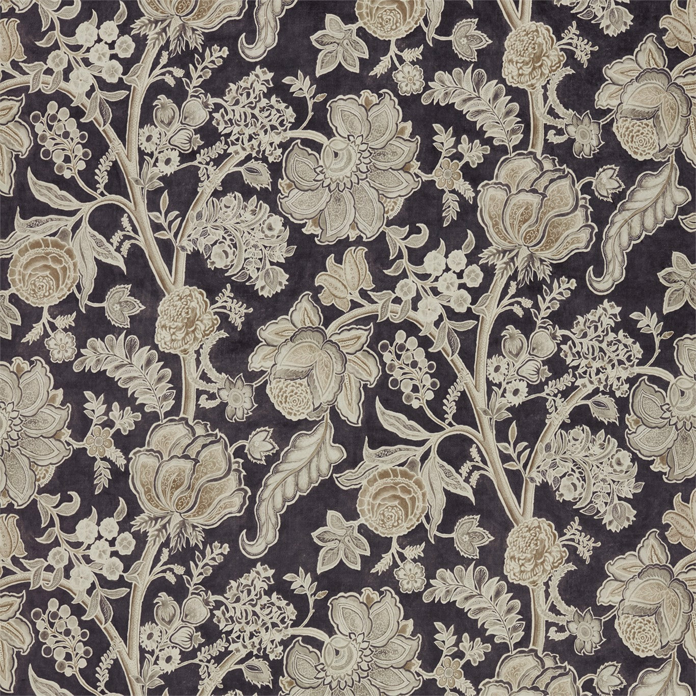 SANDERSON Shalimar Fabric Classic Floral Graphite,Mole - DART226321