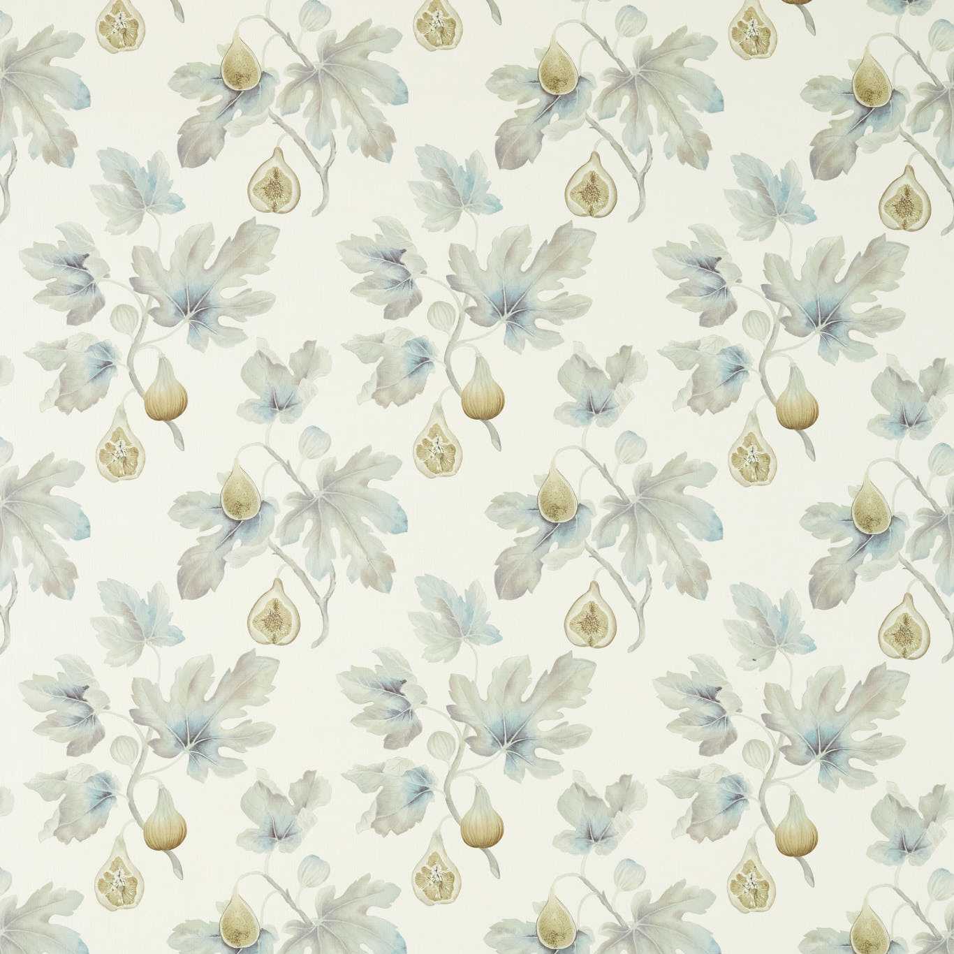 SANDERSON Fig Harvest Fabric Leaves , Trees Wedgwood,Chalk - DART226328