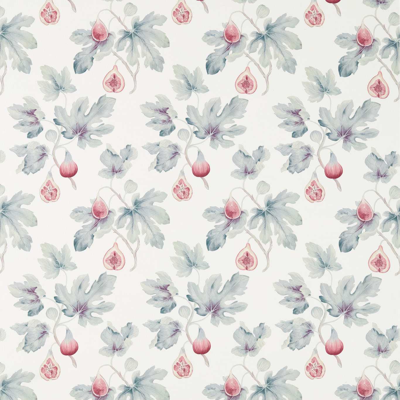 SANDERSON Fig Harvest Fabric Leaves , Trees Chalk,Orchid - DART226330