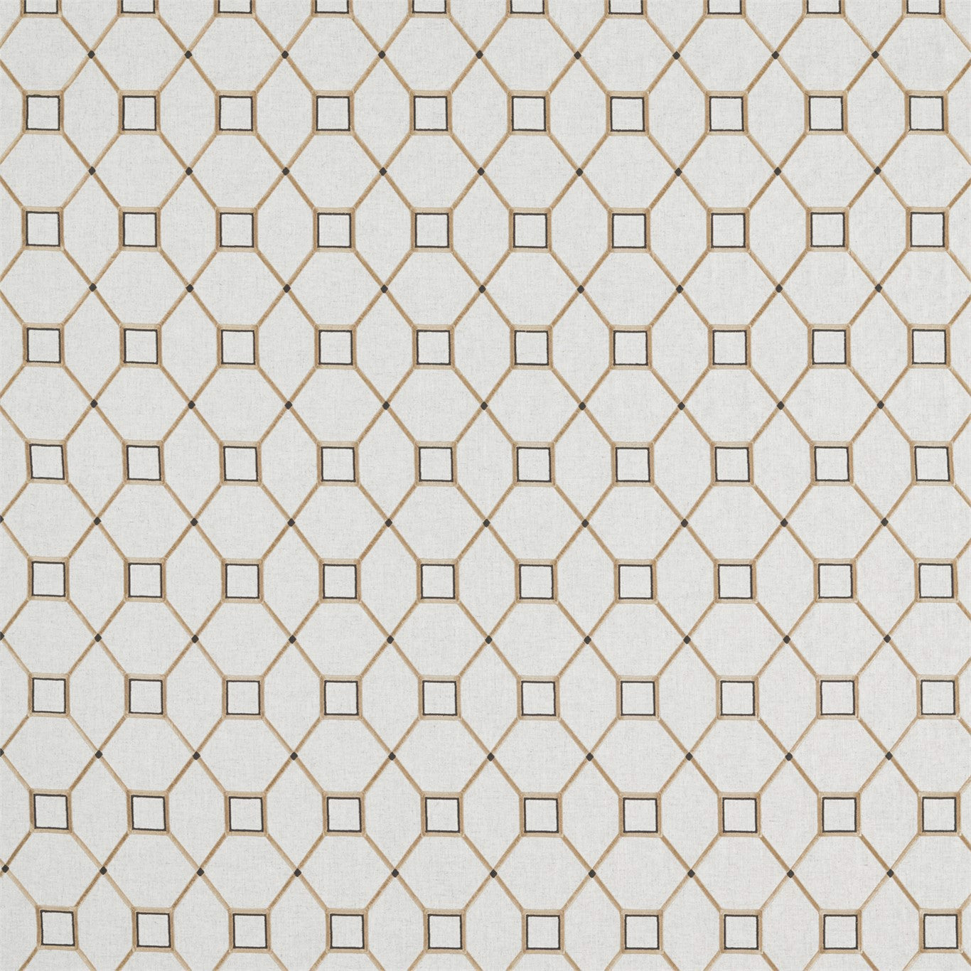 SANDERSON Baroque Trellis Fabric Geometric Charcoal,Gold - DART236357