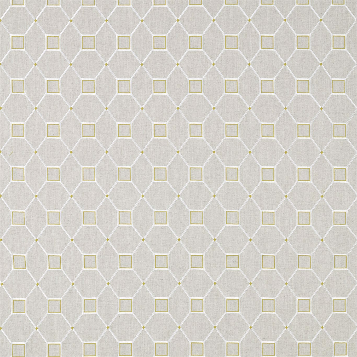 SANDERSON Baroque Trellis Fabric Geometric Daffodil,Linen - DART236359
