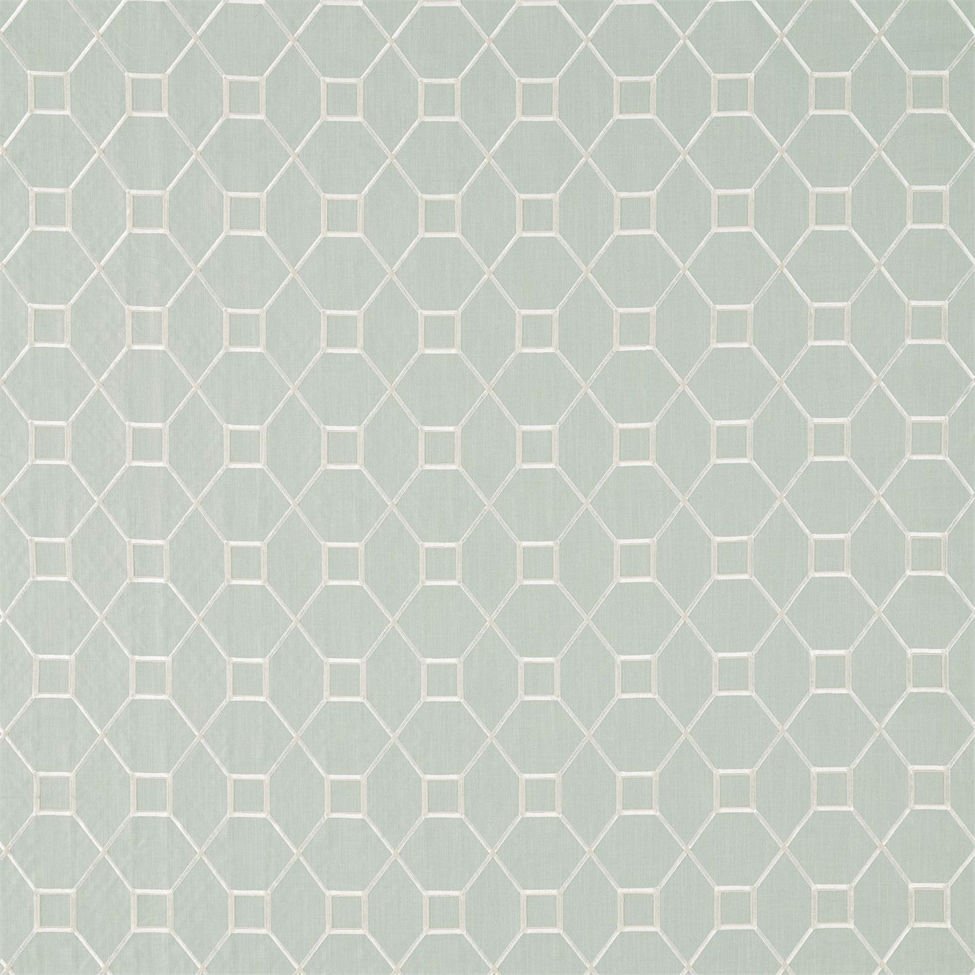 SANDERSON Baroque Trellis Fabric Geometric Wedgwood,Chalk - DART236360