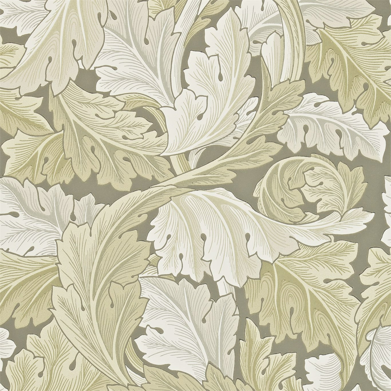 MORRIS & CO Acanthus Wallpaper Leaves , Trees Stone Surflex-Printed Wallpaper - DARW212552