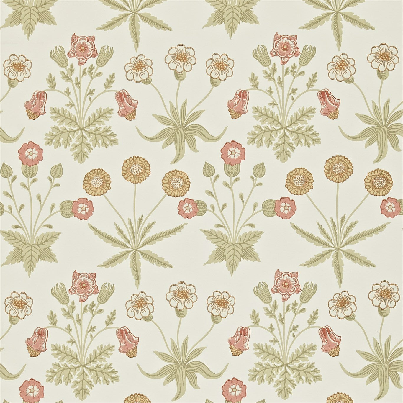 MORRIS & CO Daisy Wallpaper Classic Floral Coral,Manilla Surflex-Printed Wallpaper - DARW212560