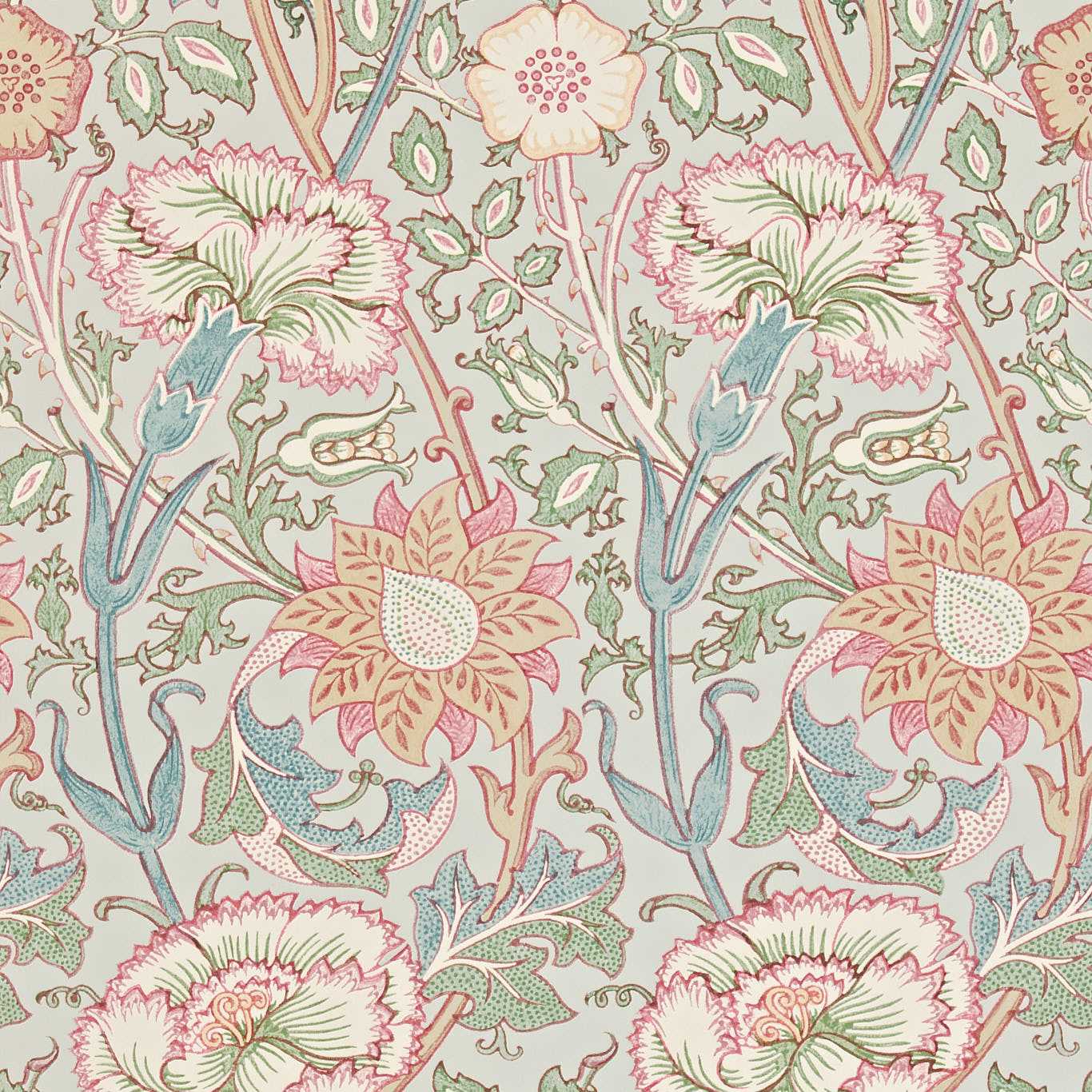 MORRIS & CO Pink & Rose Wallpaper Contemporary, Floral Eggshell,Rose Gravure Printed Wallpaper - DARW212568