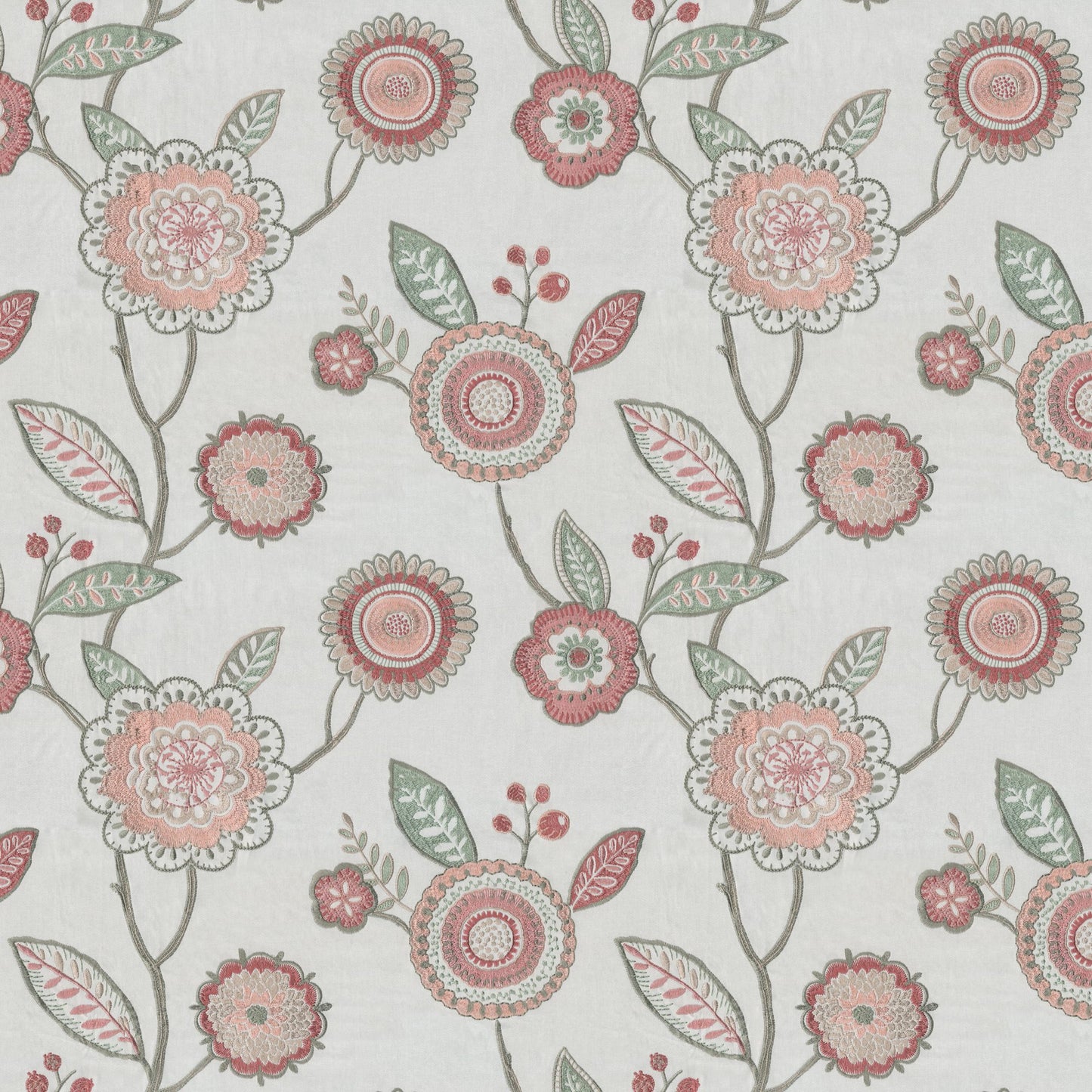 JF Fabrics DAYBREAK 45 Fabric Floral,Traditional Pink,Teal Embroidery - 8430245 J8581