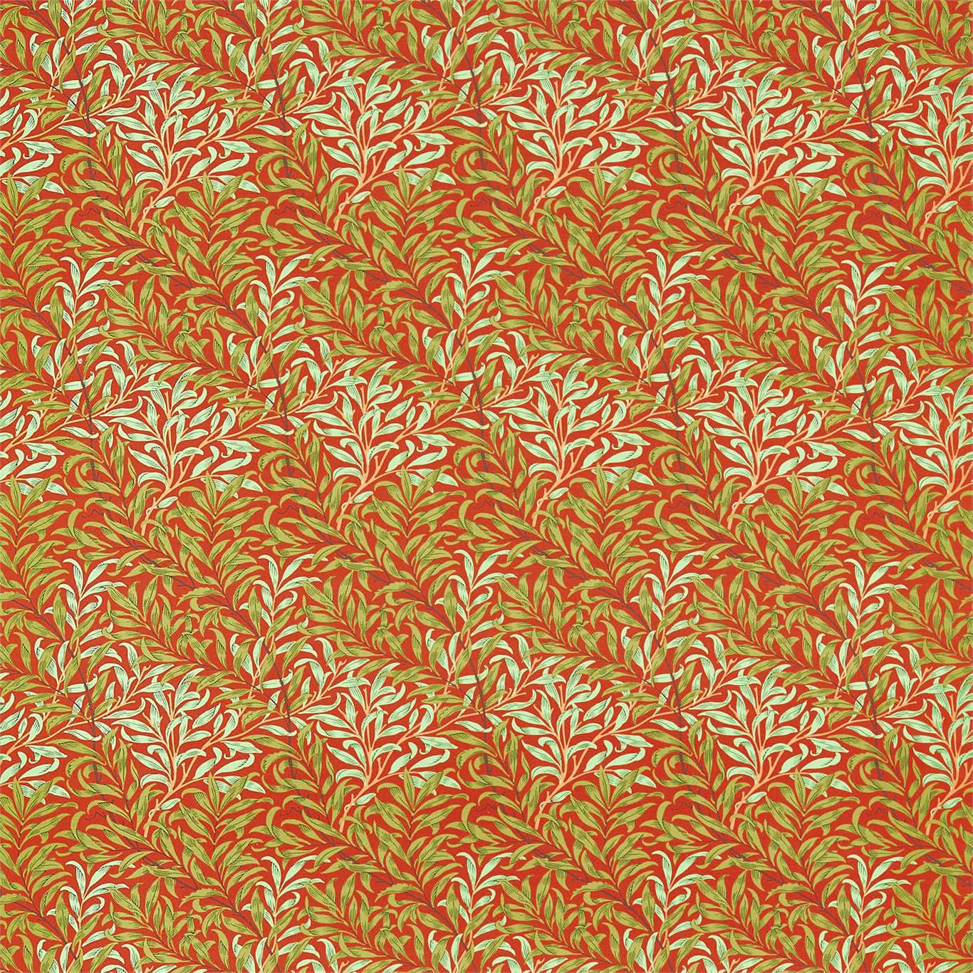 MORRIS & CO Willow Bough Fabric Leaves , Trees Tomato,Olive - DBPF226843
