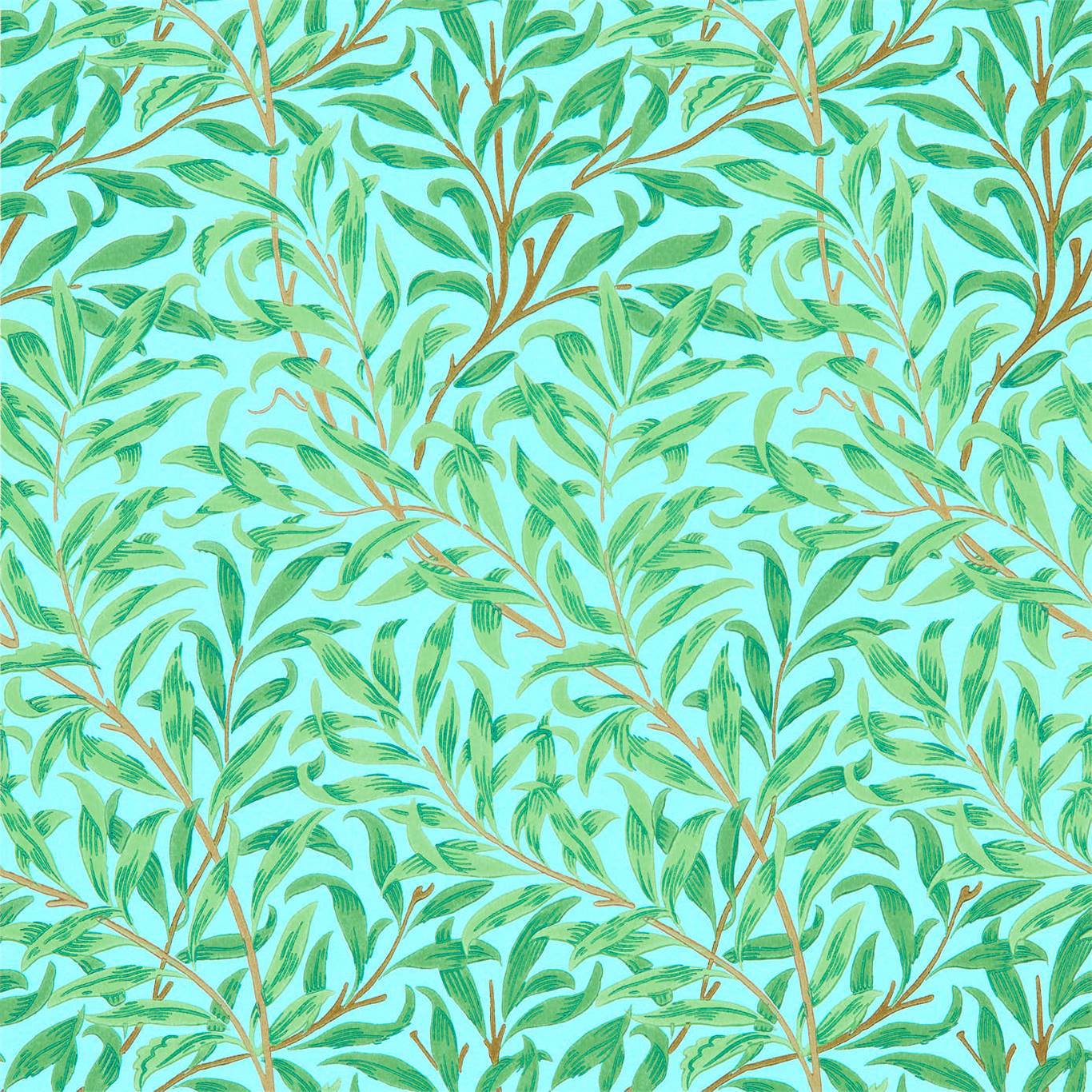 MORRIS & CO Willow Bough Wallpaper Leaves , Trees Sky,Leaf Green Surface- Printed Wallpaper - DBPW216948